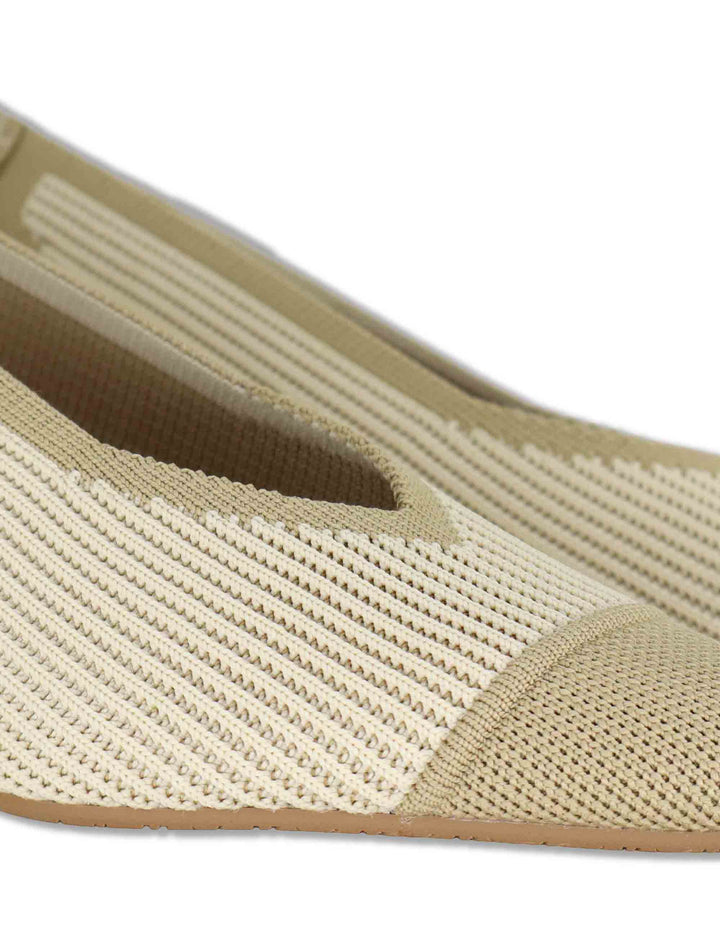 Slingback donna in tessuto beige con tacco basso e punta a punta 76535 65-3V Miss Elastic 