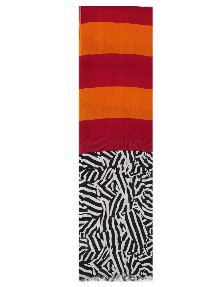 Stole maxi donna in misto lino arancio con doppia fantasia Zebra 60260011 0029 Pyaar 