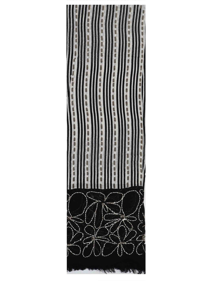 Stole maxi donna in misto lino a righe nere con pois Righe 60260017 0012 Pyaar 