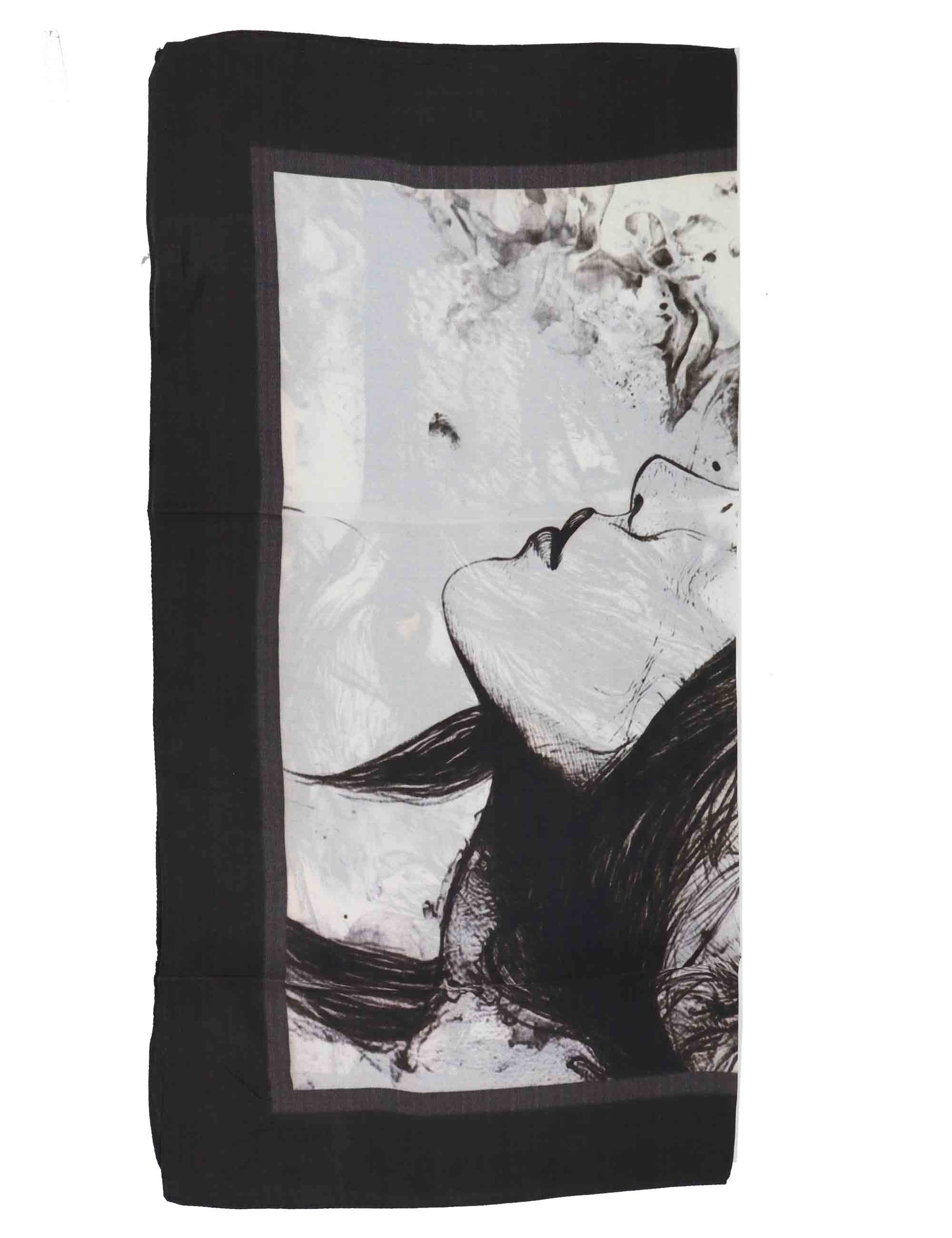 Foulard donna in pura seta a fantasia nera Wolf 60260056 0012 Pyaar 