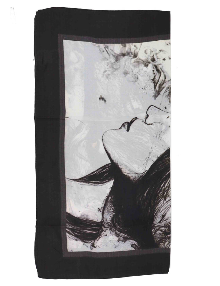 Foulard donna in pura seta a fantasia nera Wolf 60260056 0012 Pyaar 