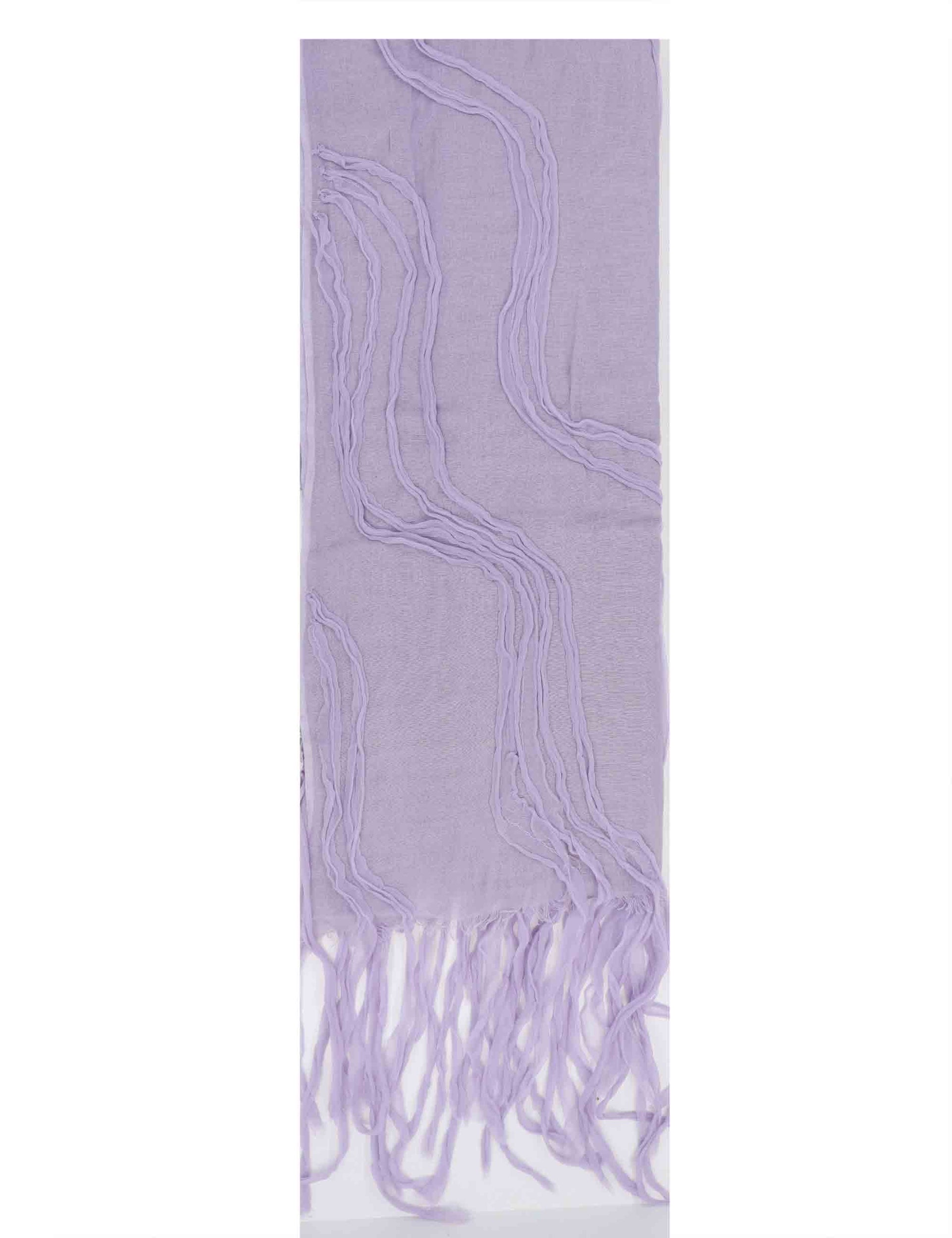 Stole maxi donna in misto cotone lilla con frange lughe Perth 60260060 0017 Pyaar 