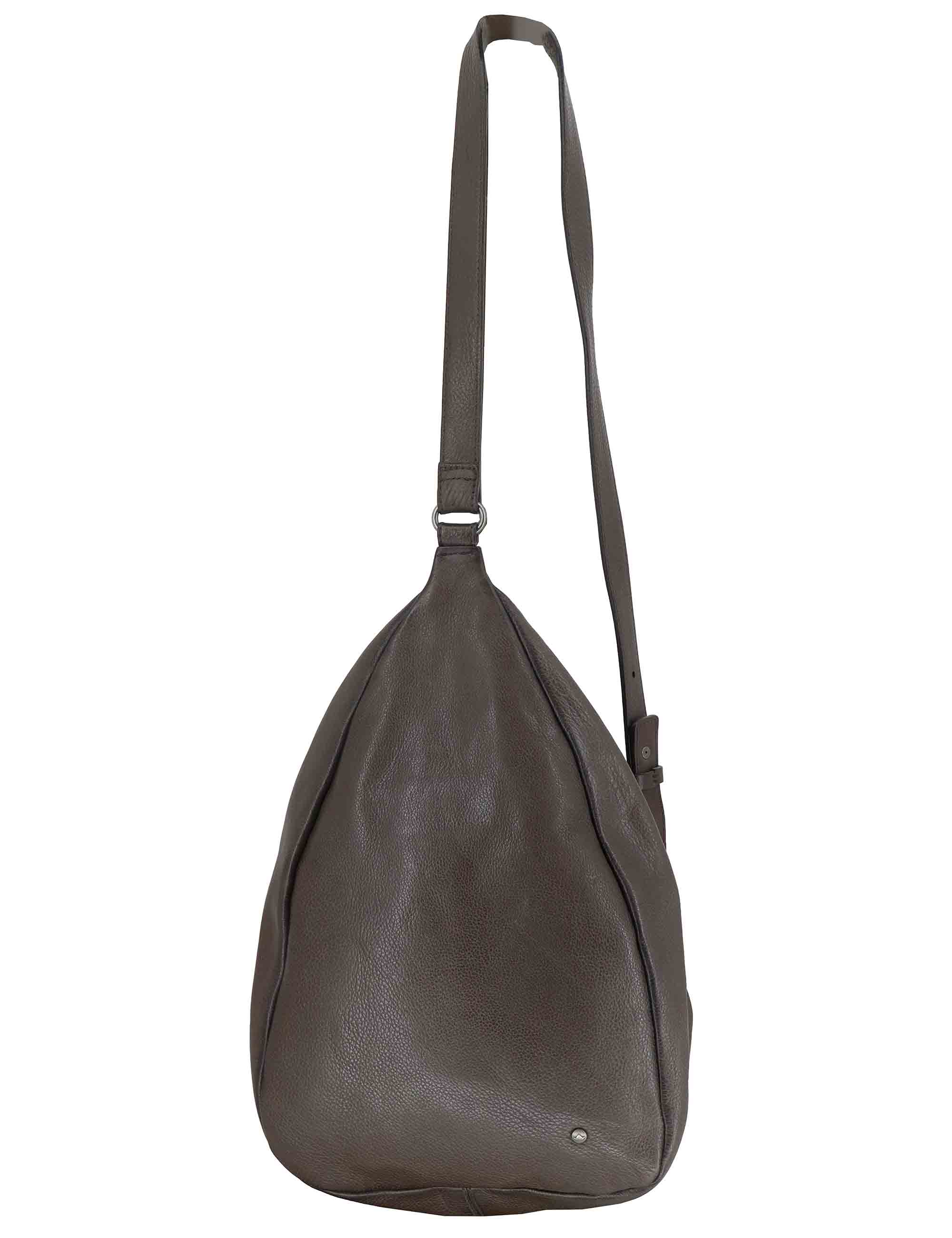 Zaini monospalla donna in pelle grigia con tracolla regolabile e vano porta oggetti RBS1505 745 Rehard 