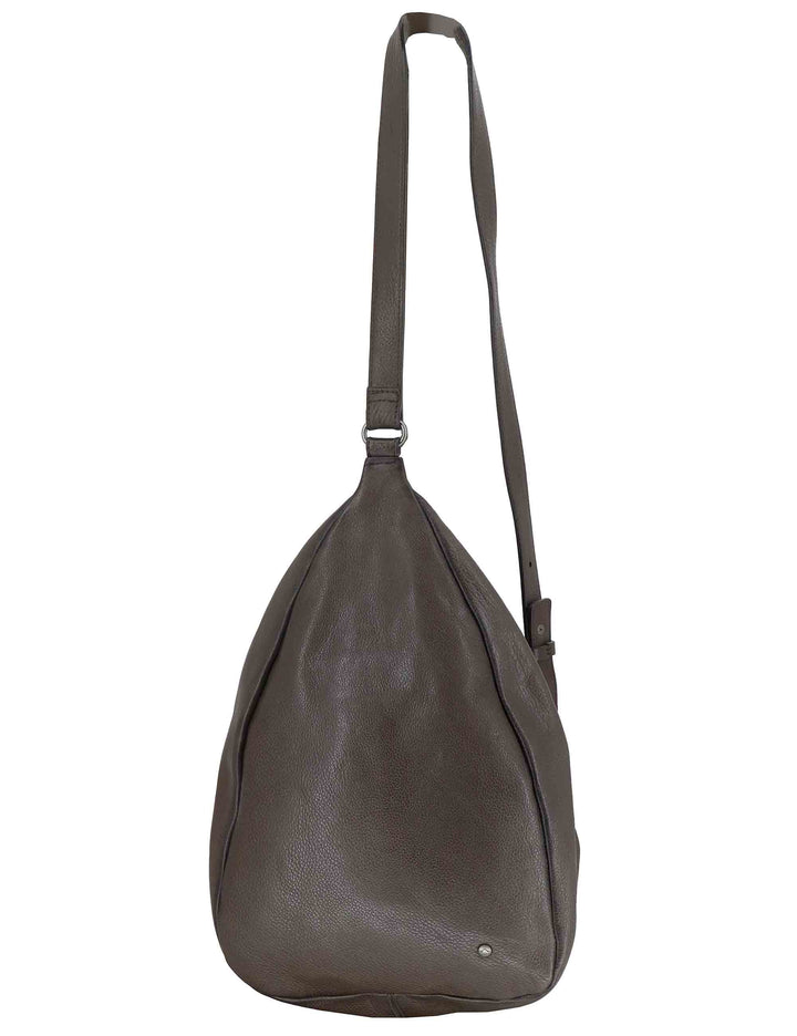 Zaini monospalla donna in pelle grigia con tracolla regolabile e vano porta oggetti RBS1505 745 Rehard 