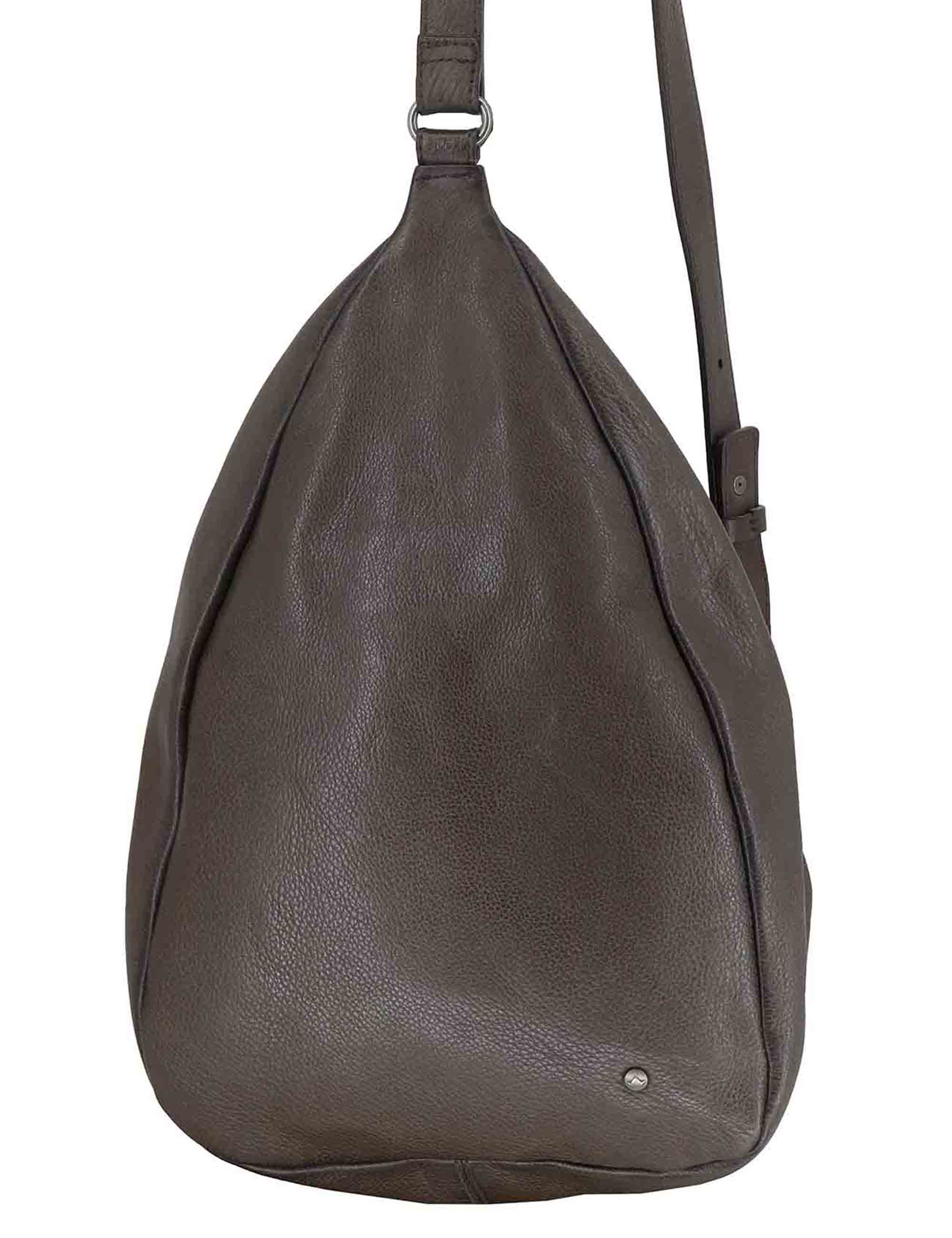 Zaini monospalla donna in pelle grigia con tracolla regolabile e vano porta oggetti RBS1505 745 Rehard 