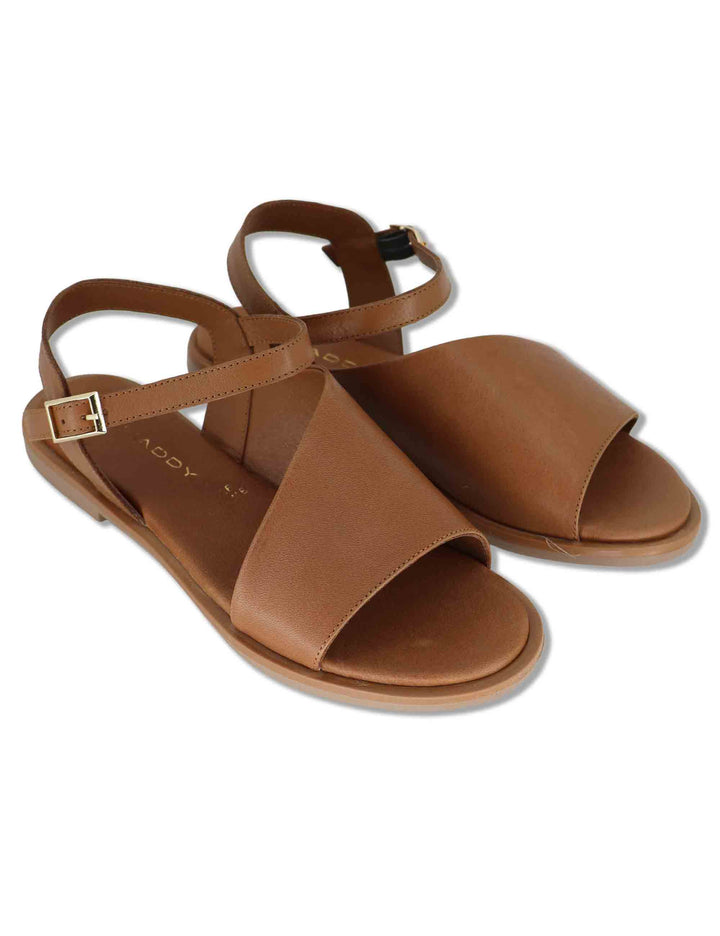 Sandali donna flat in pelle cuoio con cinturino alla caviglia SP220085 013 Spatarella 
