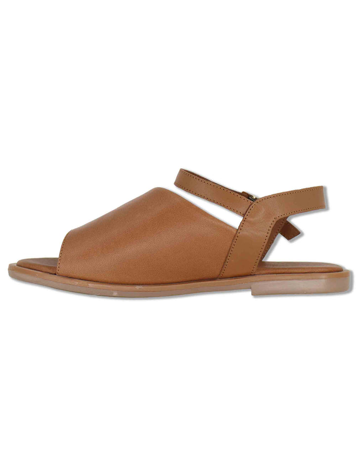 Sandali donna flat in pelle cuoio con cinturino alla caviglia SP220085 013 Spatarella 