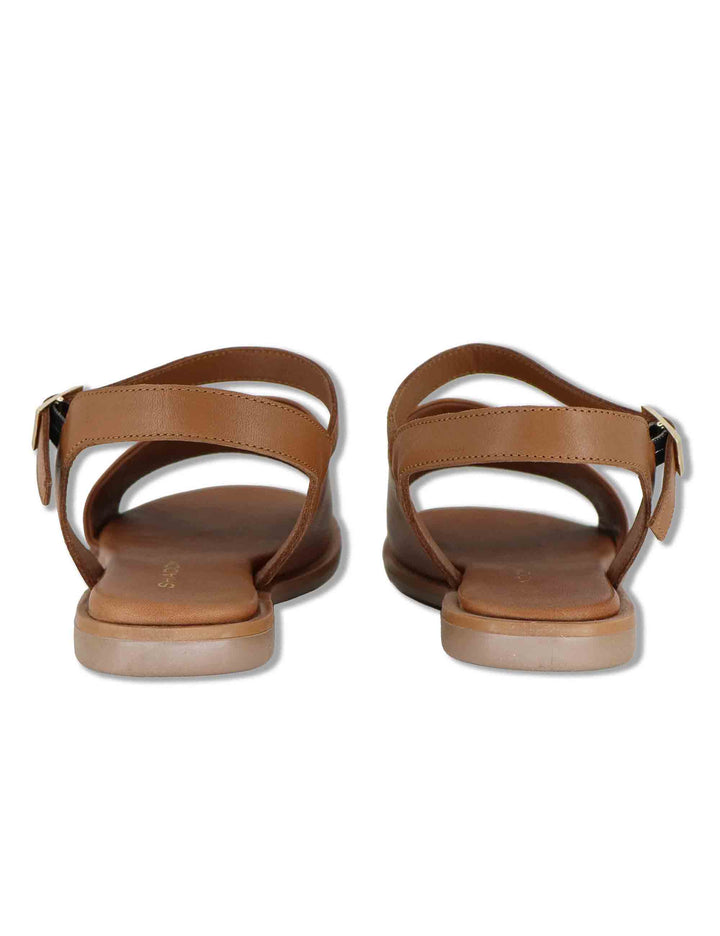 Sandali donna flat in pelle cuoio con cinturino alla caviglia SP220085 013 Spatarella 