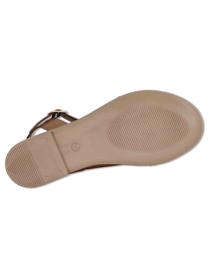 Sandali donna flat in pelle cuoio con cinturino alla caviglia SP220085 013 Spatarella 