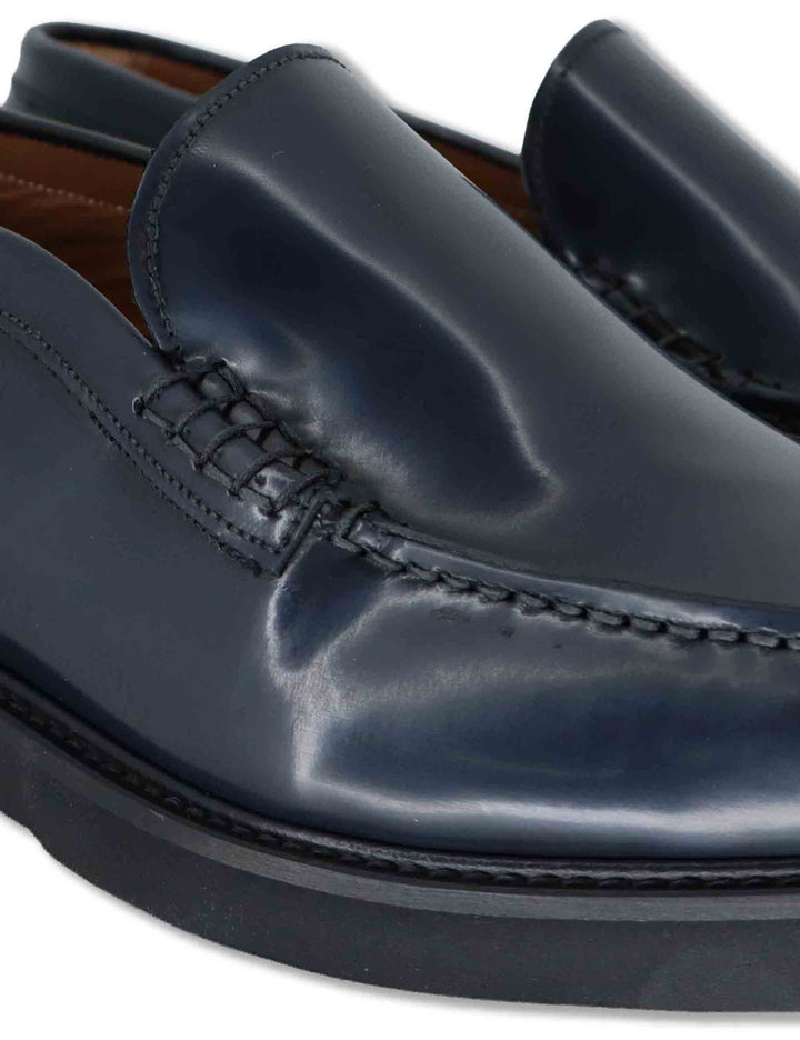 Mocassini uomo in pelle lucida blu fondo gomma senza bendina SP06 002 Spatarella 