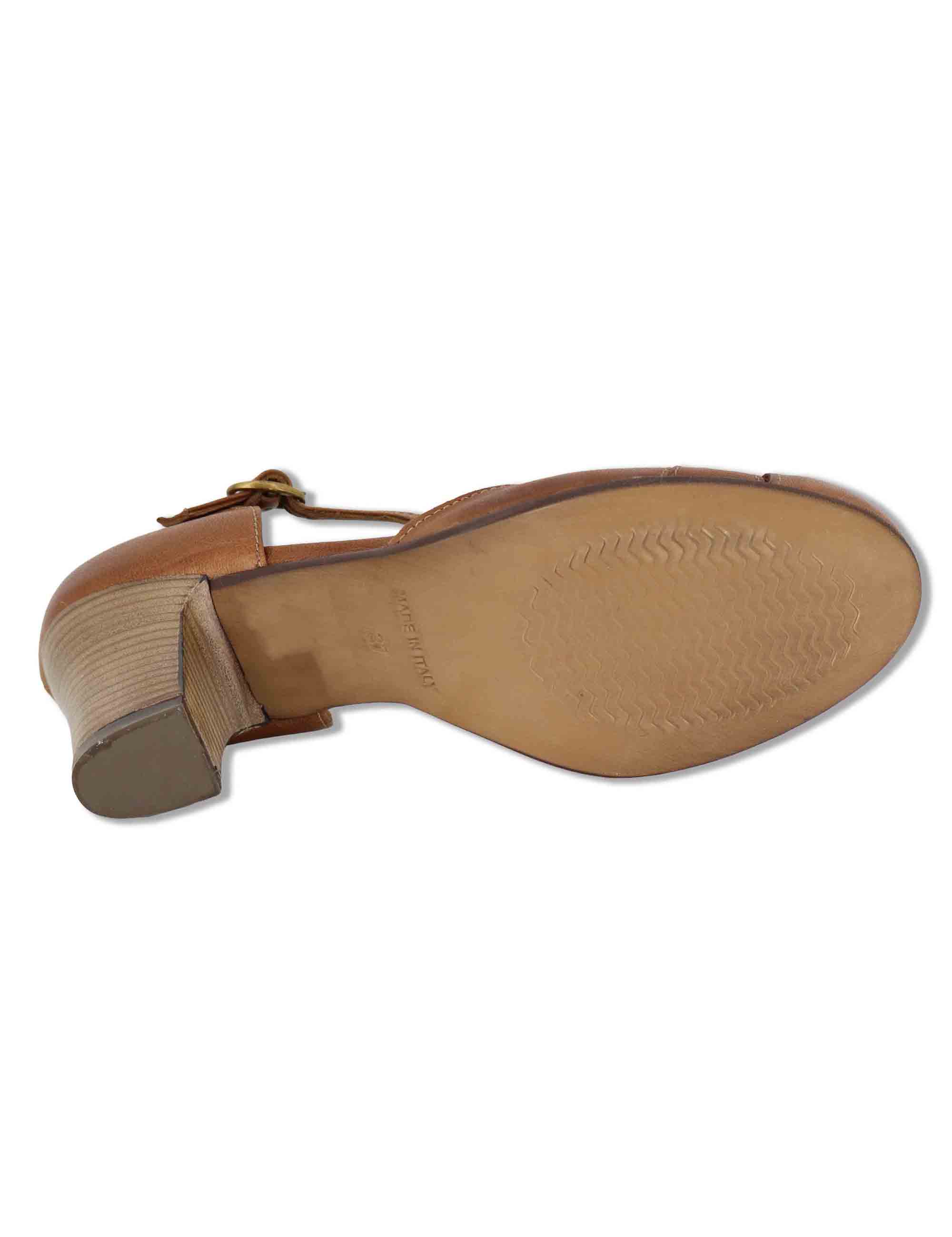 Decollete donna in pelle cuoio vintage con tacco alto e punta tonda SP1611 014 Spatarella 