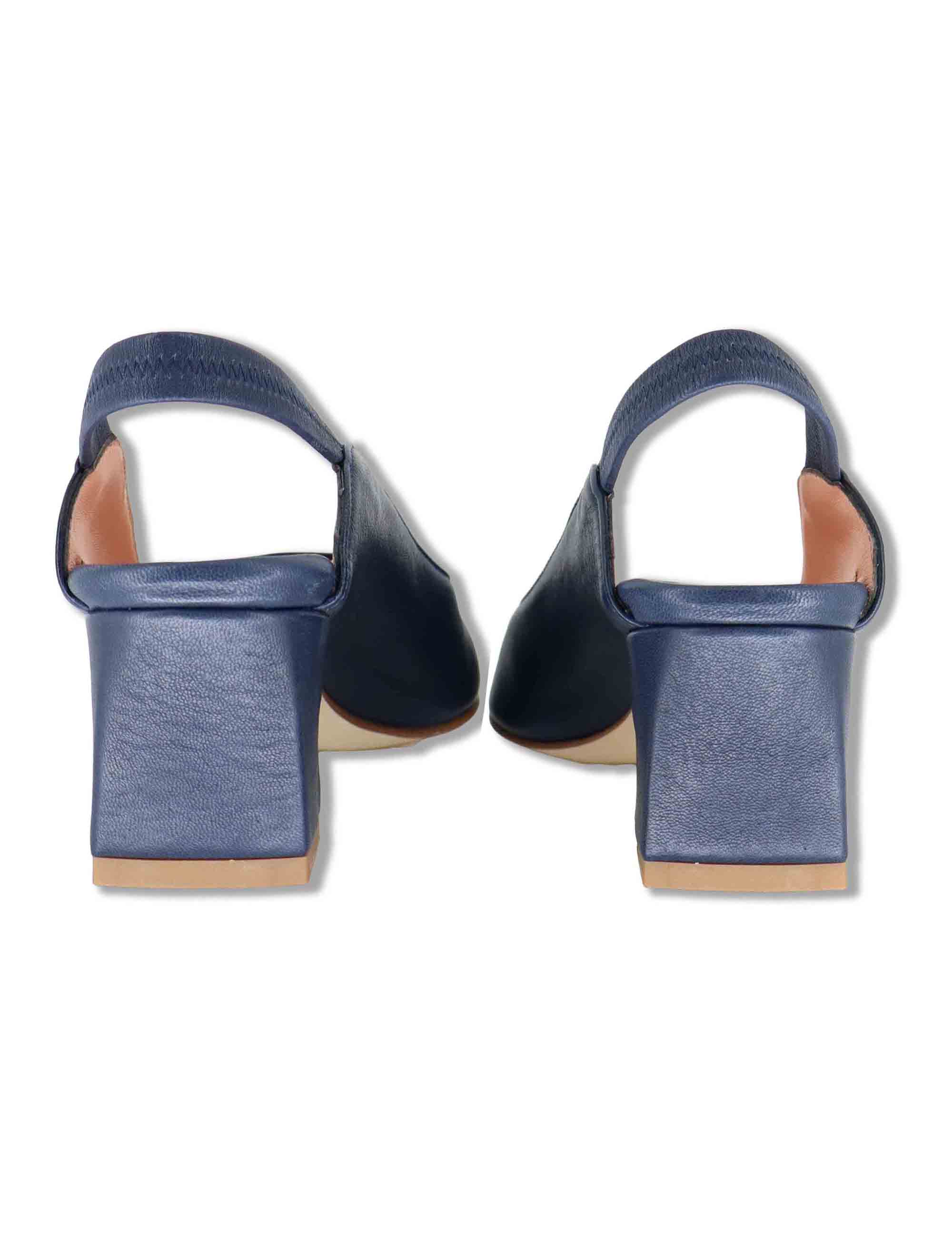 Décolletés slingback donna in pelle blu con cinturino elastico e tacco 5 cm SP2047 002 Spatarella 