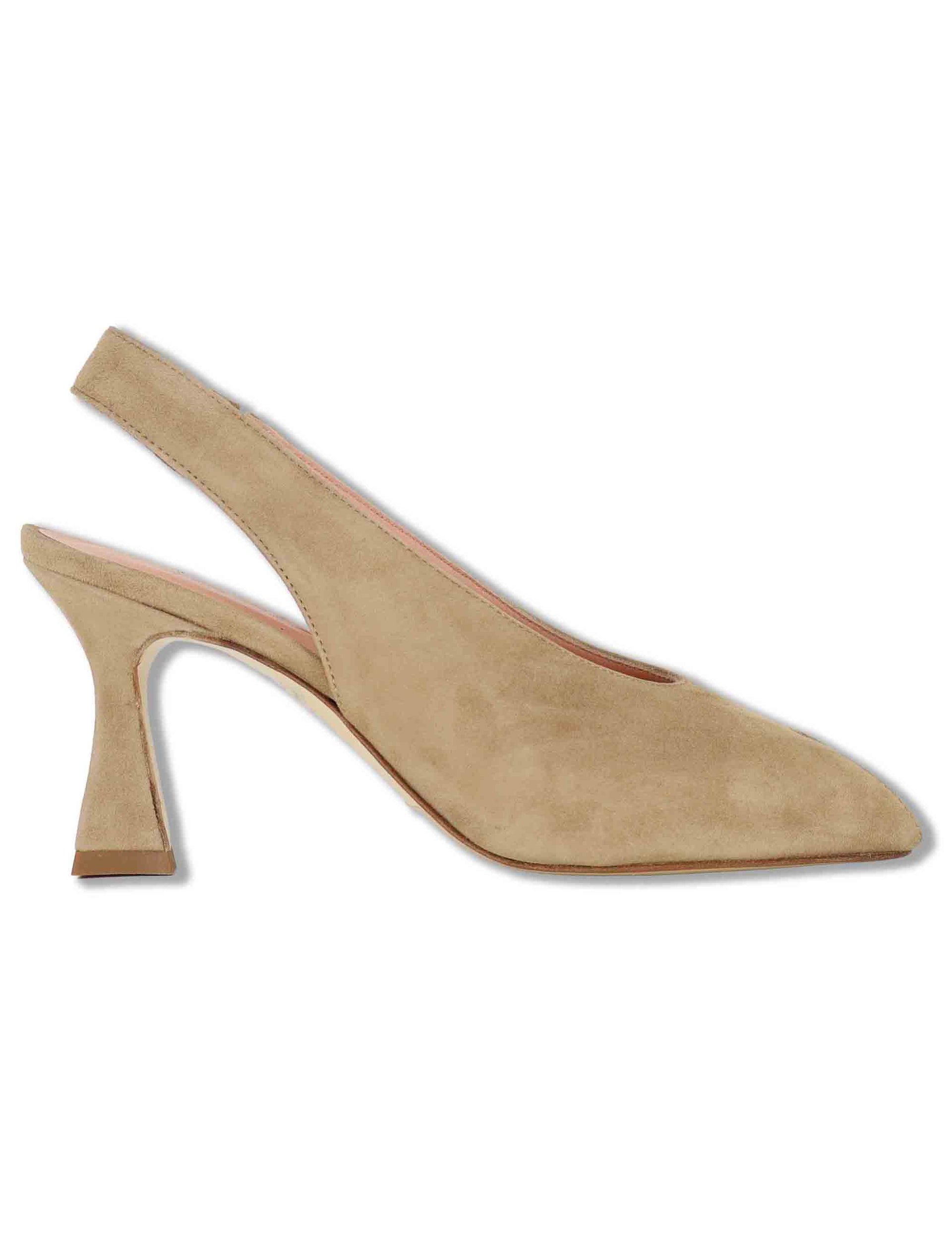 Sandali slingback donna in camoscio beige tacco alto SP2500 014 Spatarella 