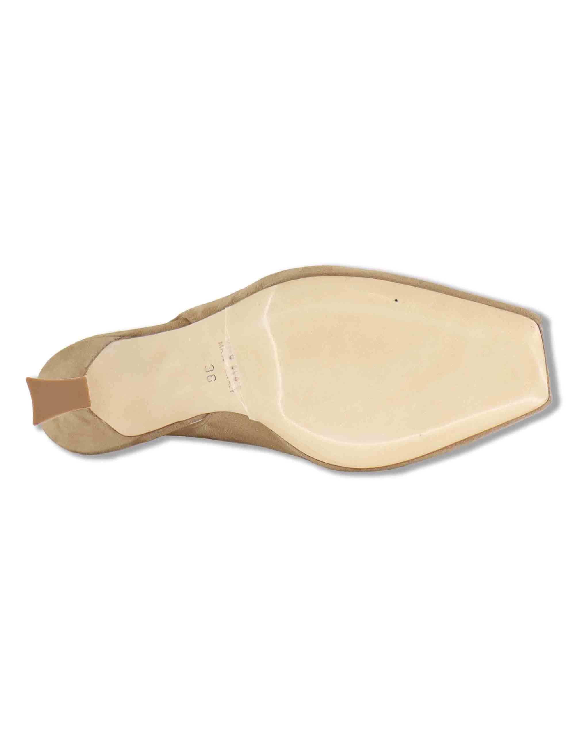 Sandali slingback donna in camoscio beige tacco alto SP2500 014 Spatarella 