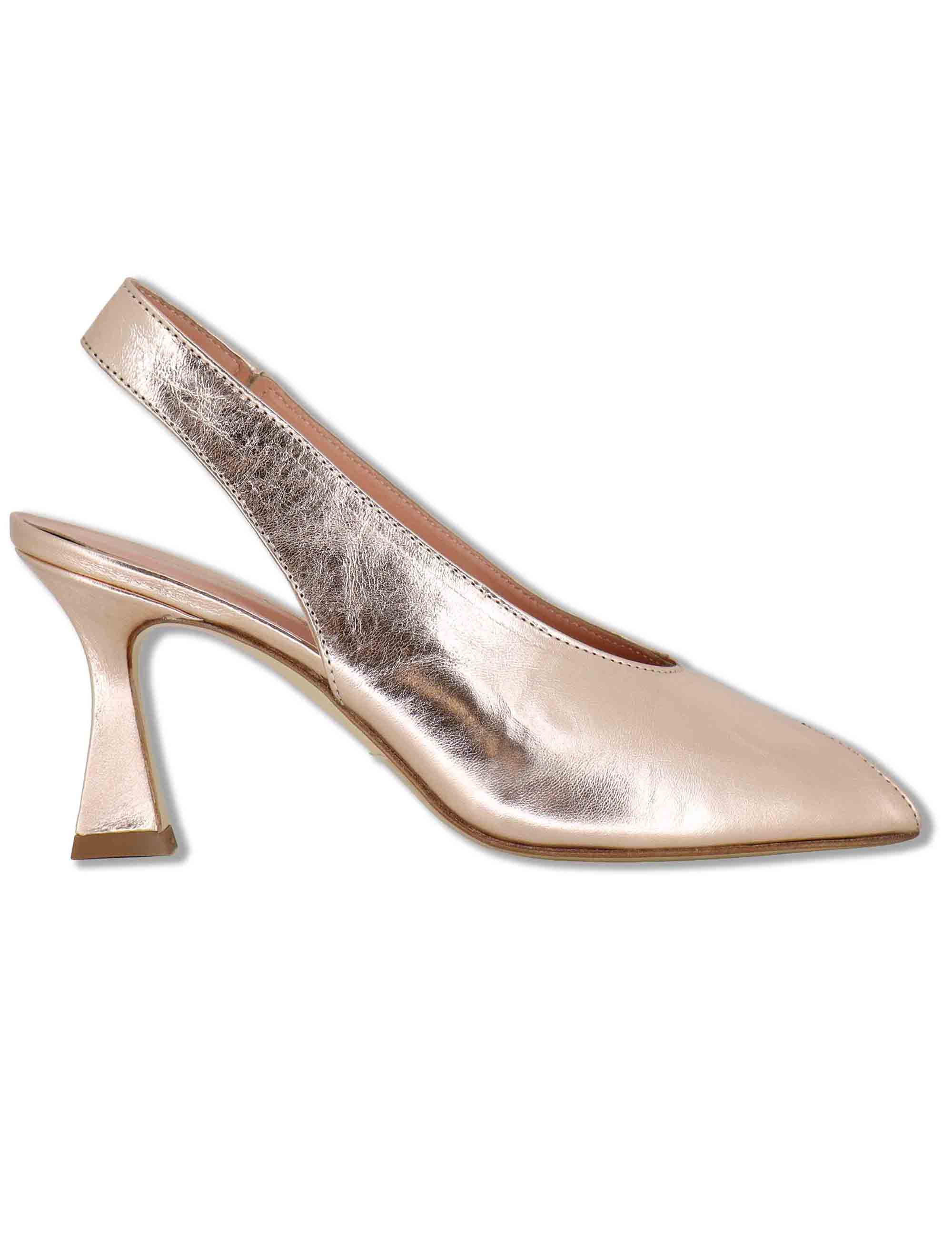 Sandali slingback donna in pelle lame oro tacco alto SP2500 300 Spatarella 