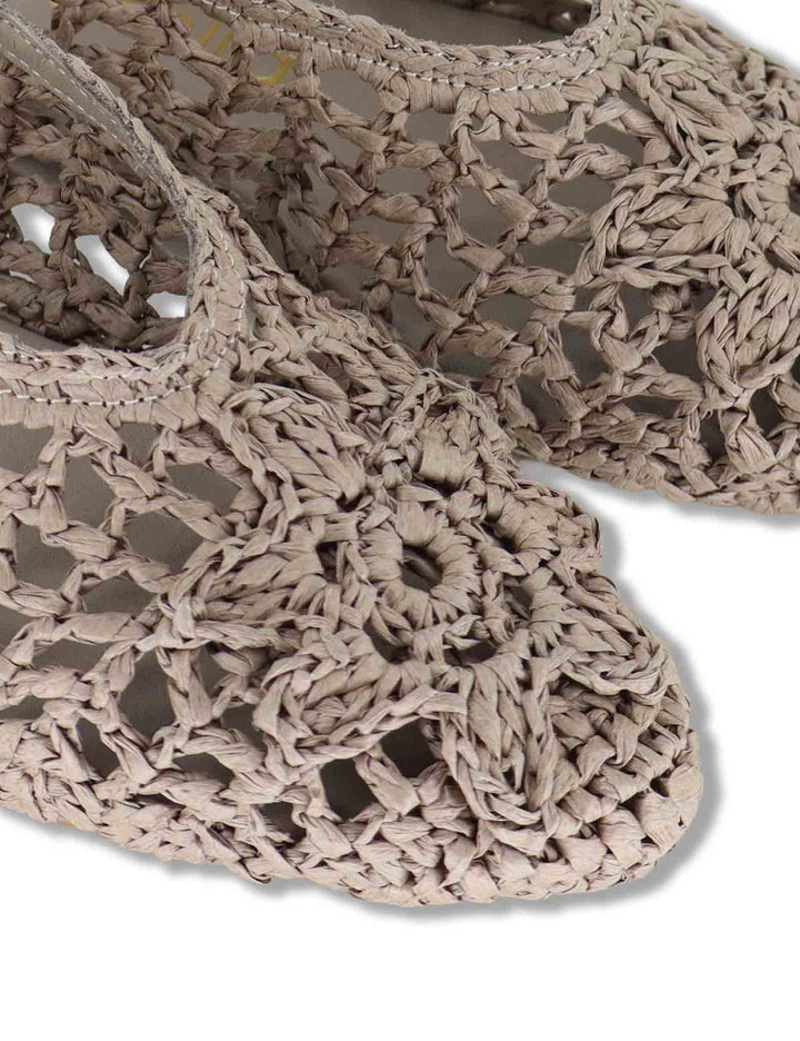 Sligback donna in rafia beige con cinturino posteriore in pelle e tacco basso SP251425 020 Spatarella 