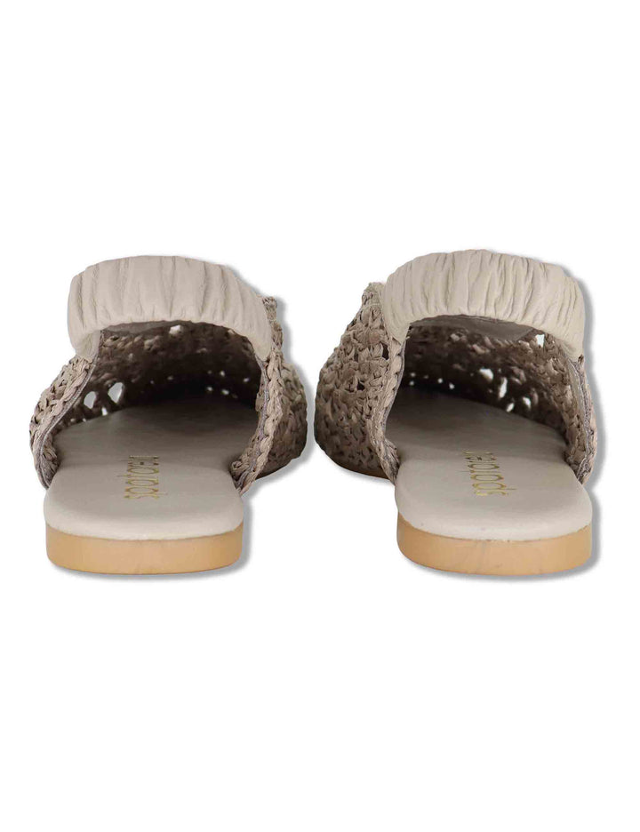 Sligback donna in rafia beige con cinturino posteriore in pelle e tacco basso SP251425 020 Spatarella 