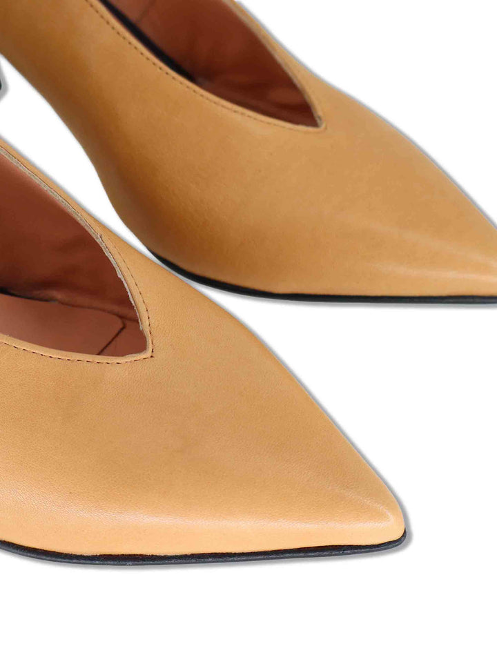 Decollete slingback donna in pelle camel bicolore tacco alto SP2540 008 Spatarella 