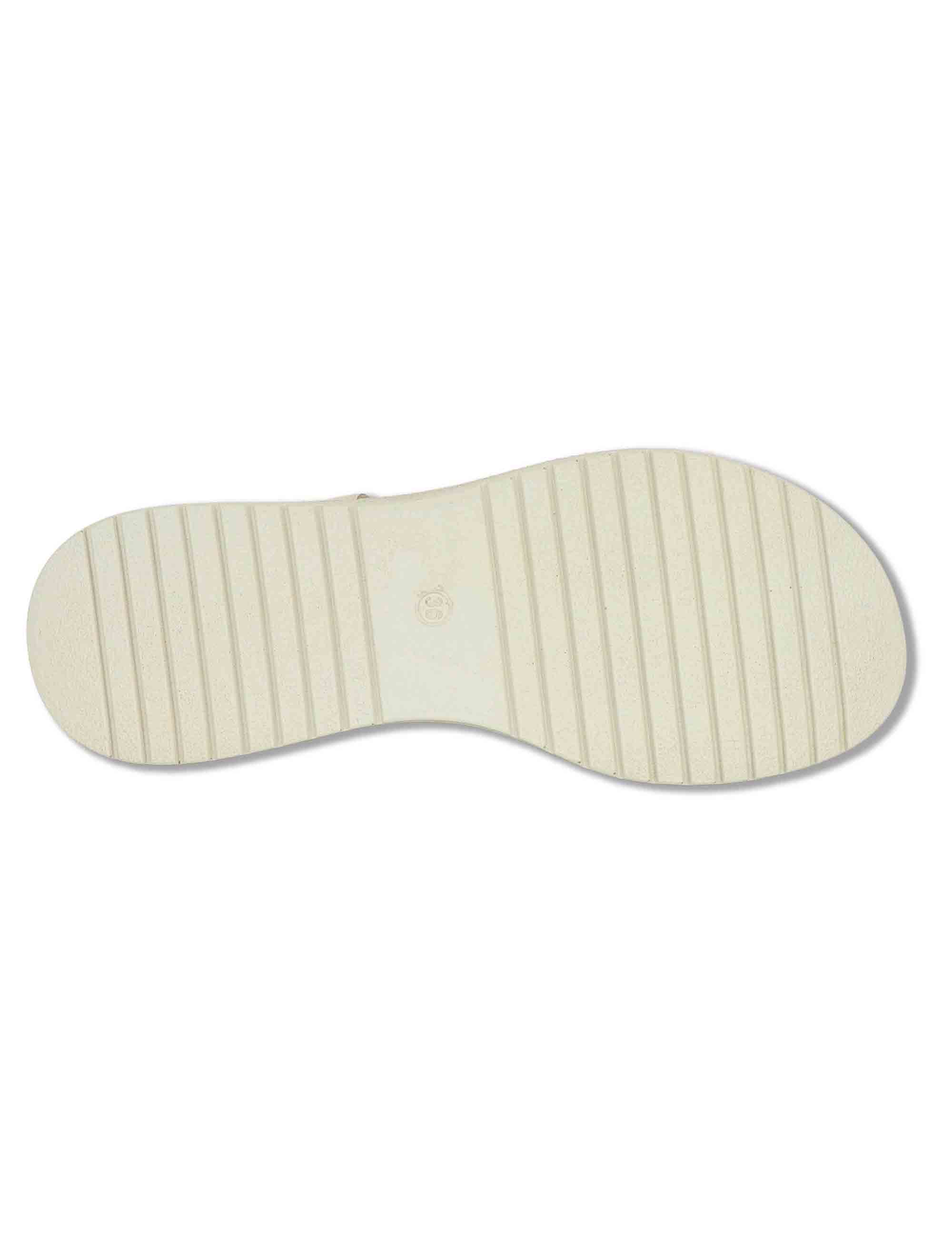 Sandali donna slingback in pelle beige con zeppa e cinturino regolabile SP261354 020 Spatarella 