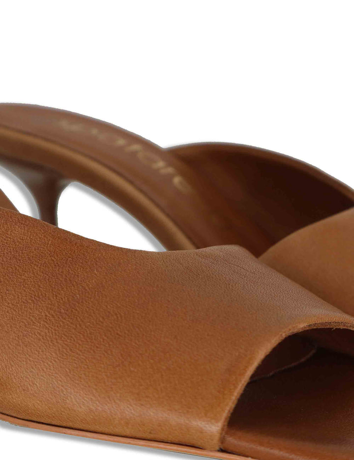 Sandali donna scalzati in pelle cuoio tacco alto senza cinturini SP261405 014 Spatarella 