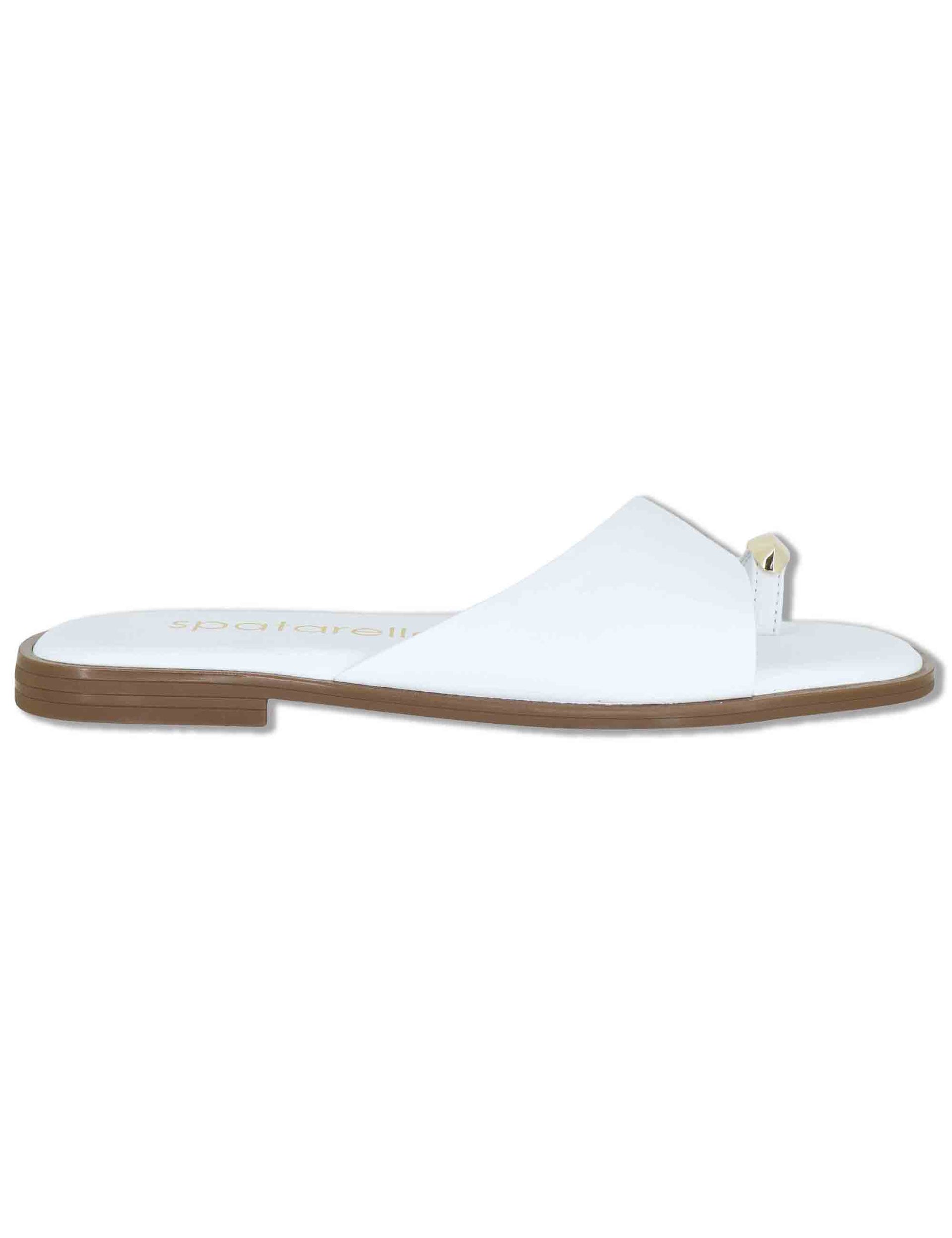 Sandali bassi donna infradito in pelle bianca con anello SP262050 002 Spatarella 