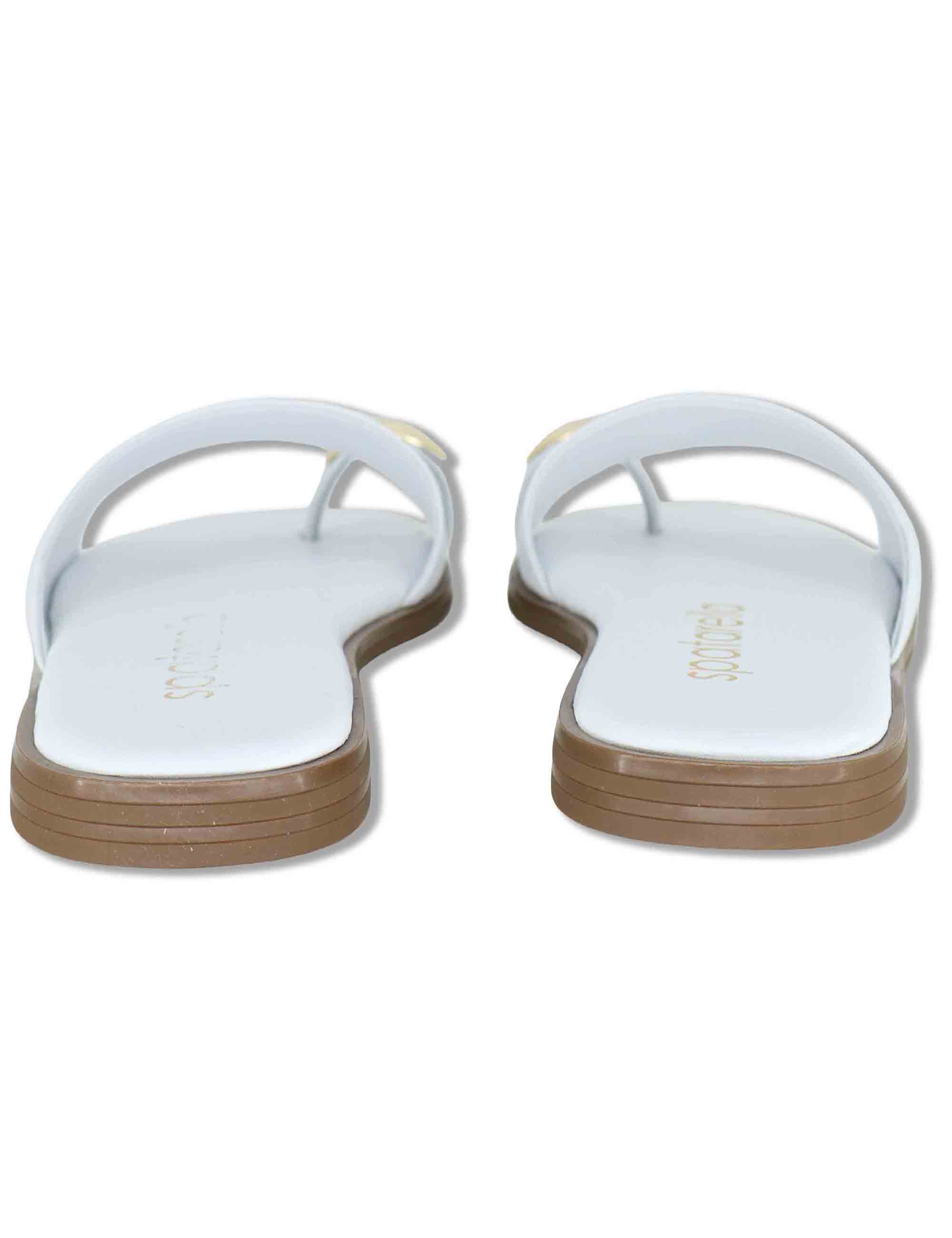 Sandali bassi donna infradito in pelle bianca con anello SP262050 002 Spatarella 