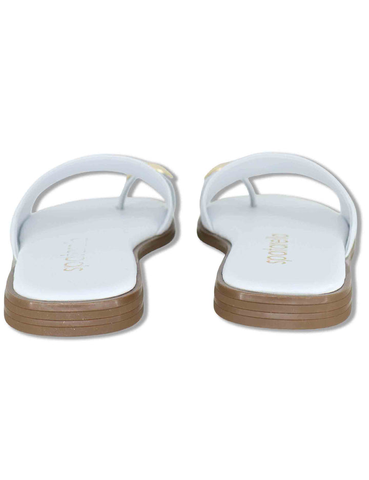 Sandali bassi donna infradito in pelle bianca con anello SP262050 002 Spatarella 