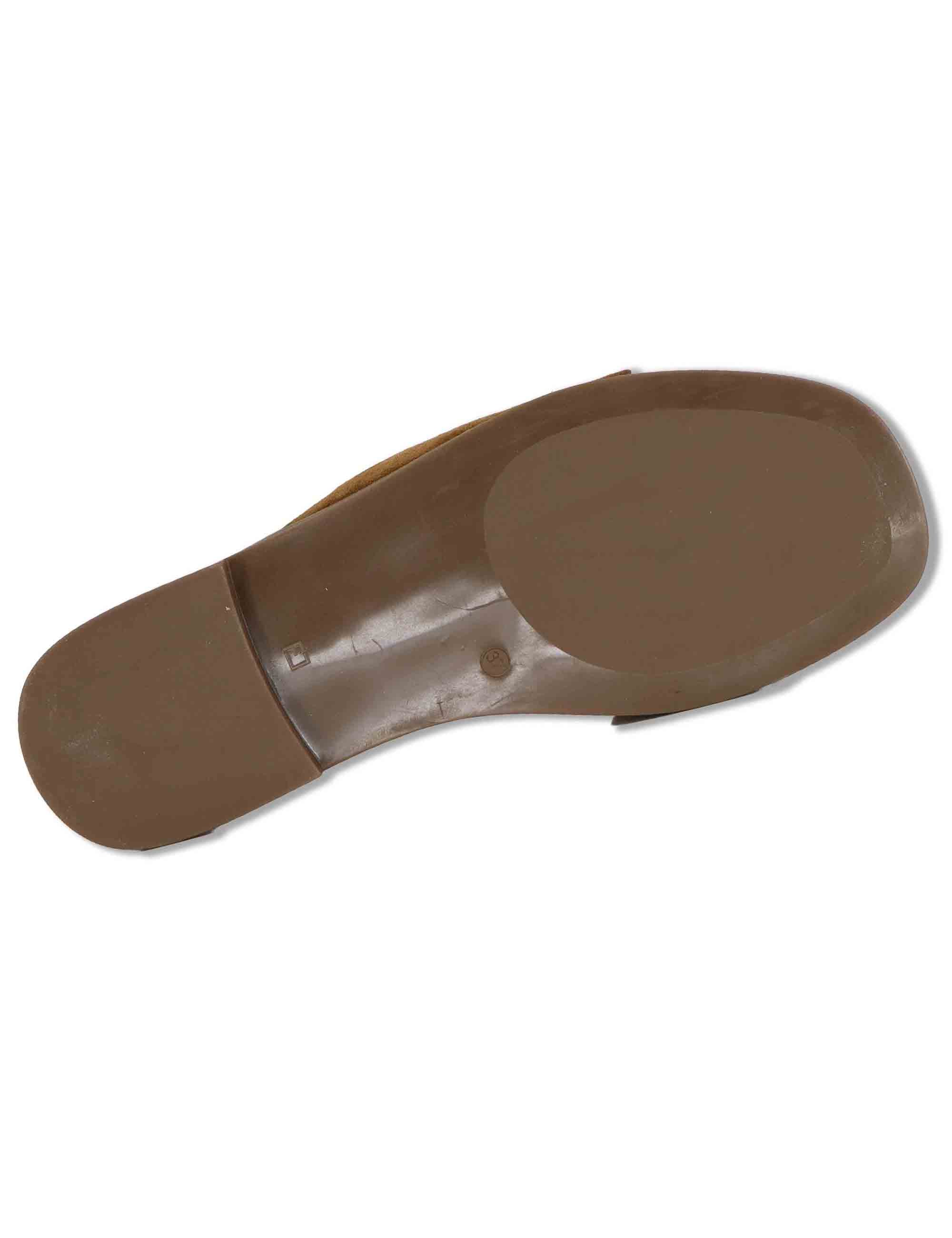 Sandali bassi donna infradito in camoscio cuoio con anello SP262050 014 Spatarella 