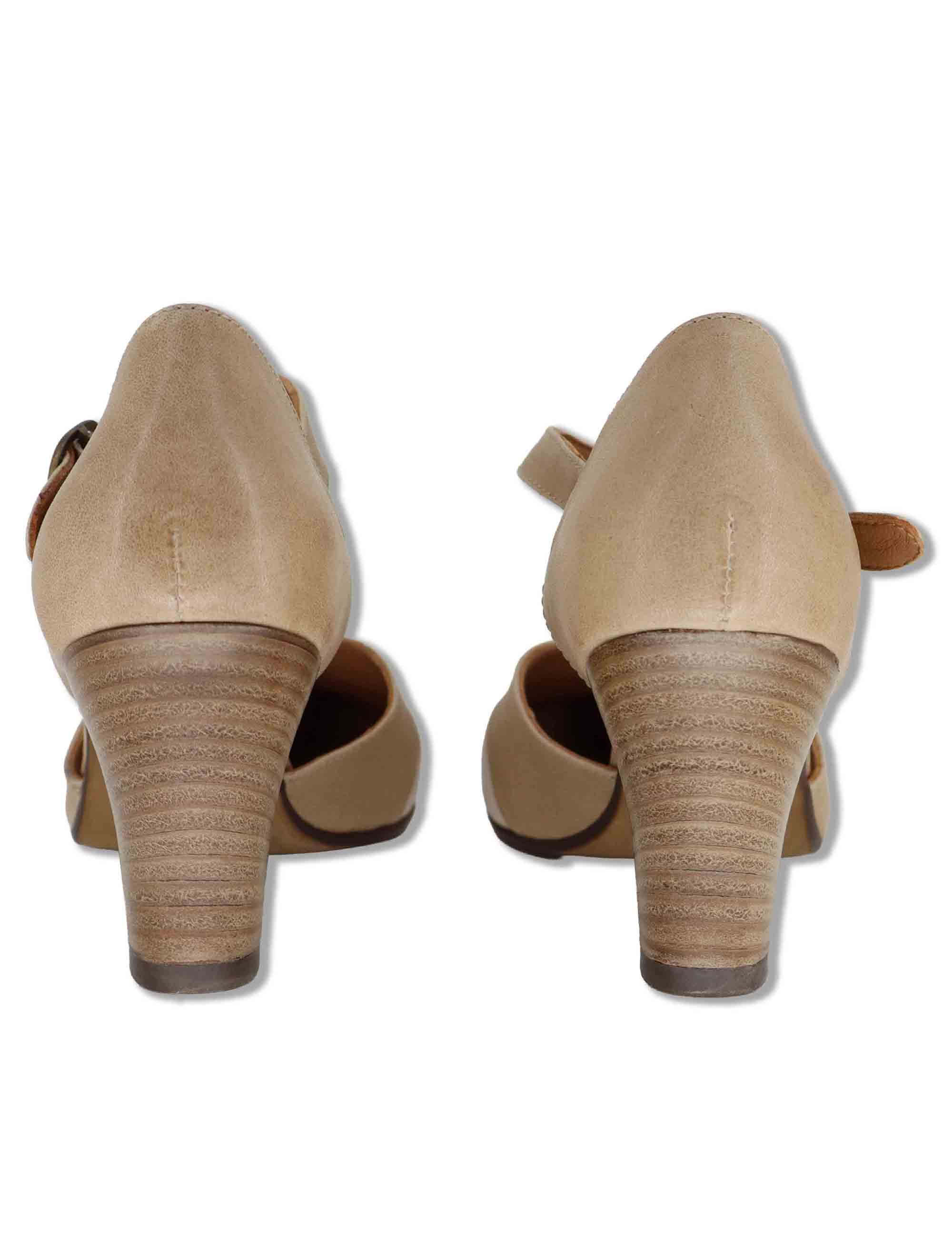 Decollete donna in pelle taupe con cinturino alla caviglia e tacco alto SP2849 032 Spatarella 