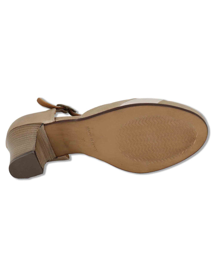 Decollete donna in pelle taupe con cinturino alla caviglia e tacco alto SP2849 032 Spatarella 