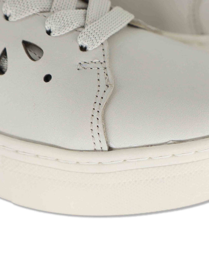 Sneakers donna in pelle beige forate con suola alta in gomma SP600021 016 Spatarella 