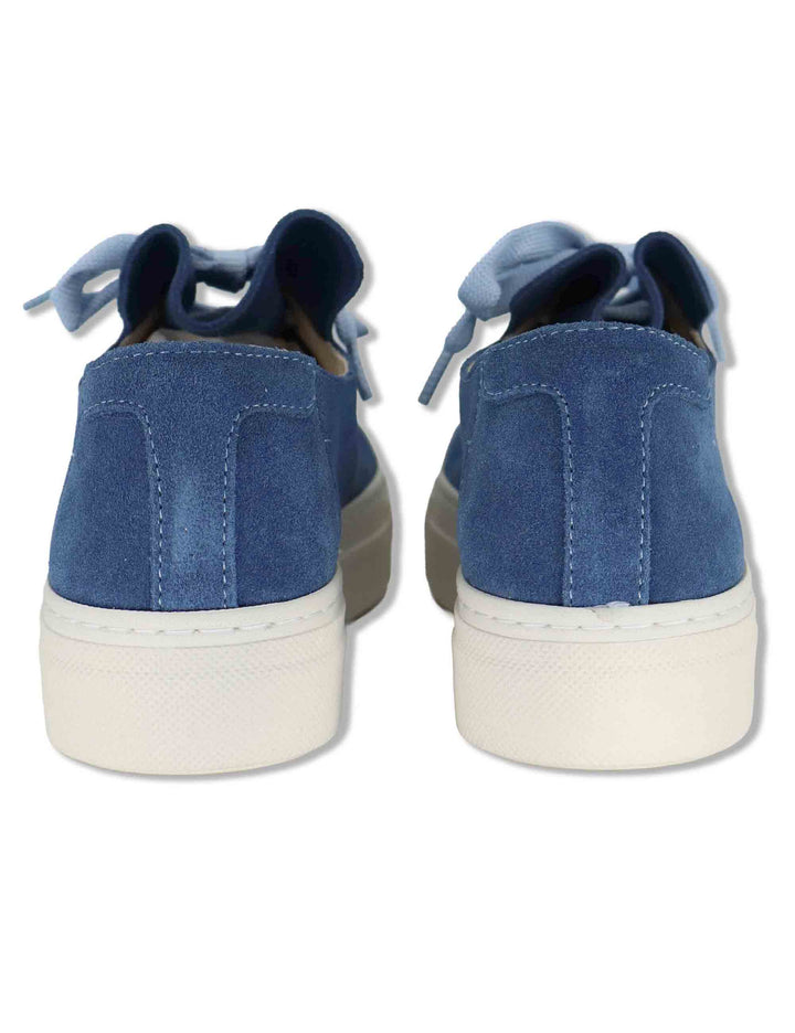 Sneakers donna in camoscio blu con linguetta arricciata e laccio in tulle SP60030 009 Spatarella 