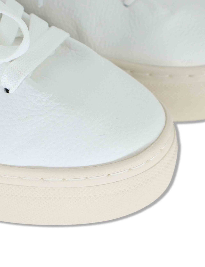 Sneakers donna in pelle bianca con linguetta arricciata e laccio in tulle SP60030 100 Spatarella 