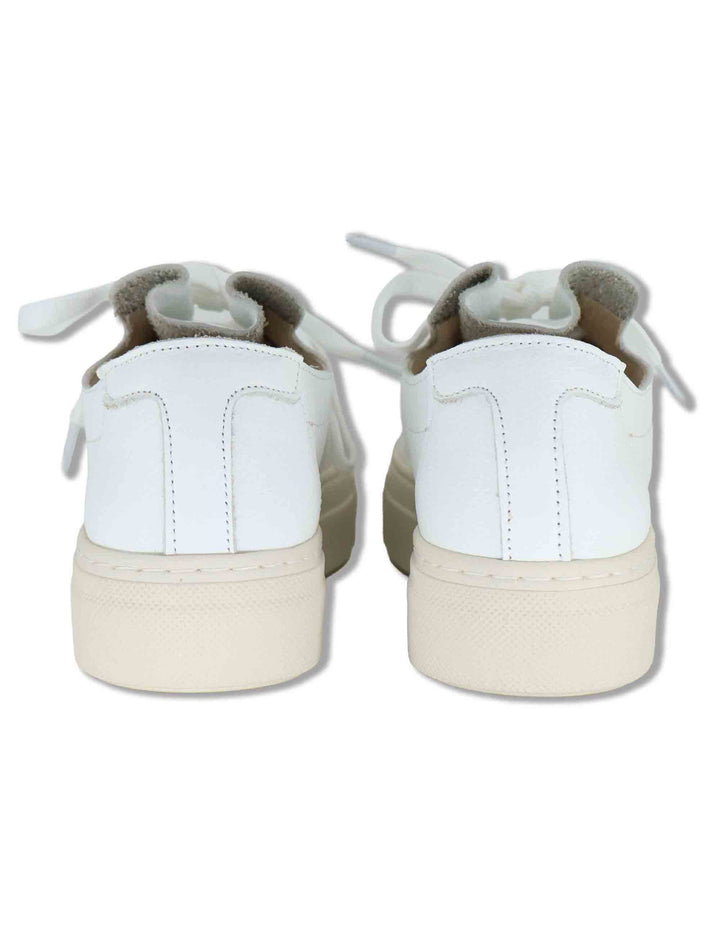 Sneakers donna in pelle bianca con linguetta arricciata e laccio in tulle SP60030 100 Spatarella 