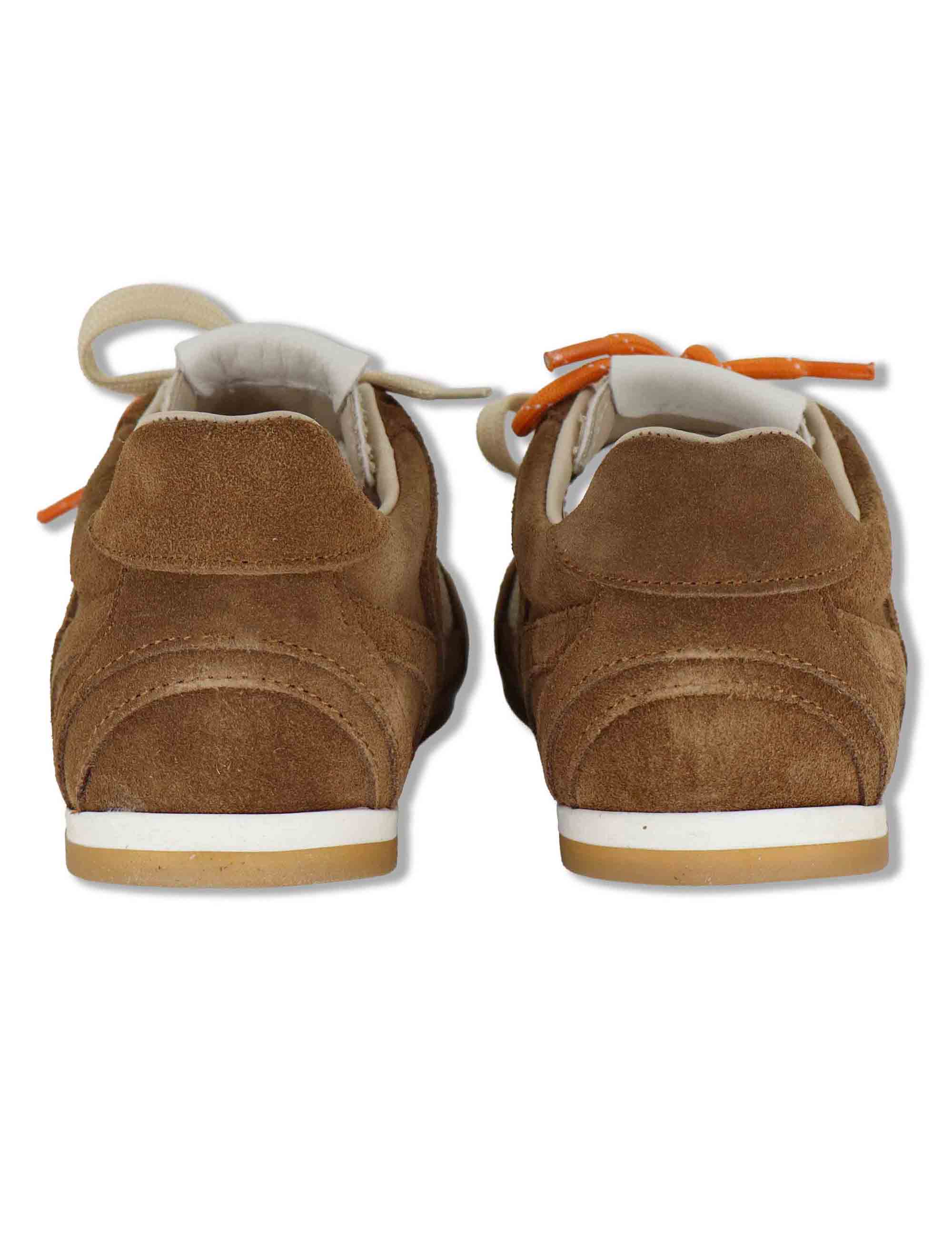 Sneakers donna in camoscio avorio e tessuto con suola bassa in gomma SP60133 200 Spatarella 