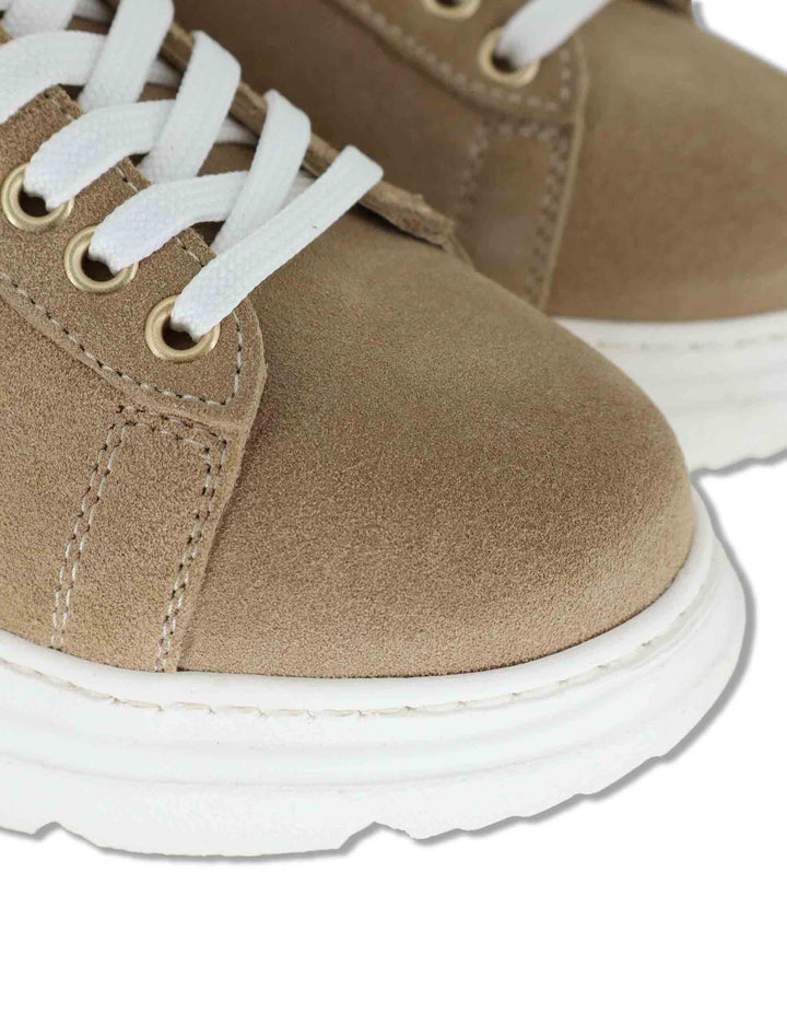 Sneakers donna in camoscio camel con suola running alta in gomma SP60170 015 Spatarella 