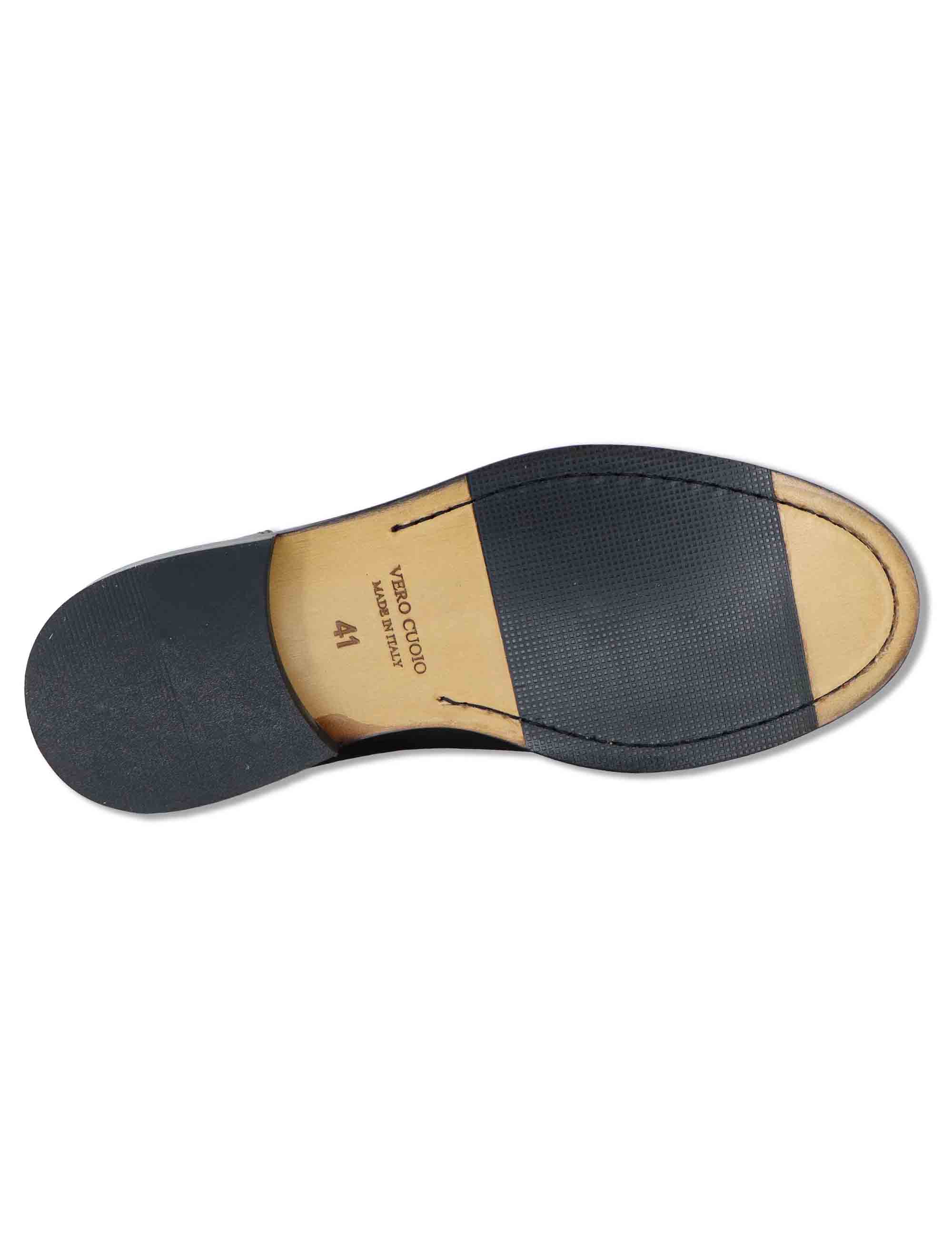 Mocassini uomo in pelle marrone con suola in cuoio cucita SPDU601 014 Spatarella 