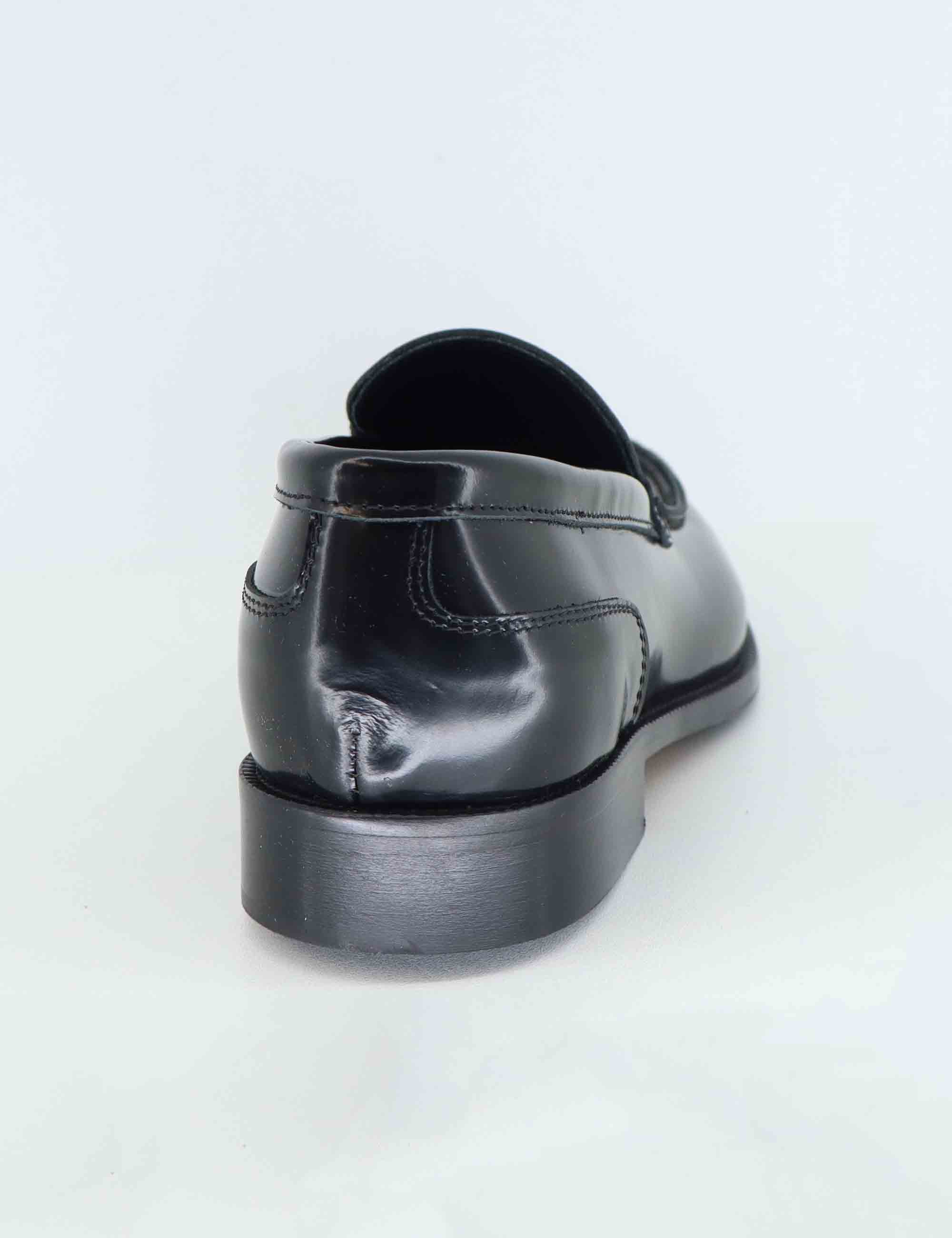 Mocassini uomo in pelle nera con patta liscia SPDU6013 001 Spatarella 