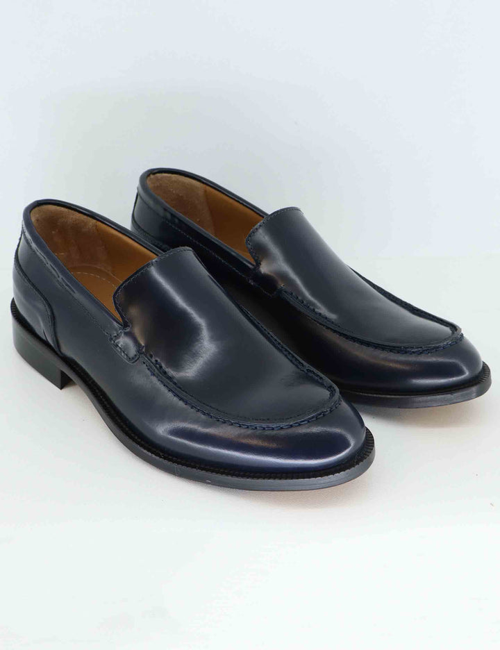 Mocassini uomo in pelle blu con patta liscia SPDU6013 002 Spatarella 