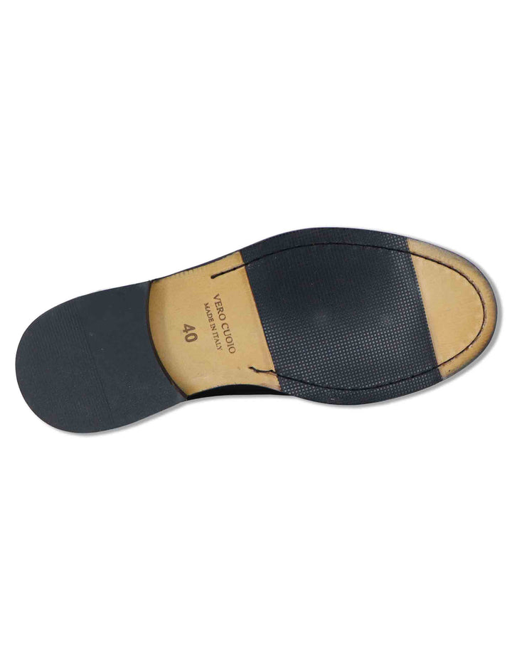 Stringate uomo in pelle nera con suola in cuoio e gomma cucita SPDU603 001 Spatarella 