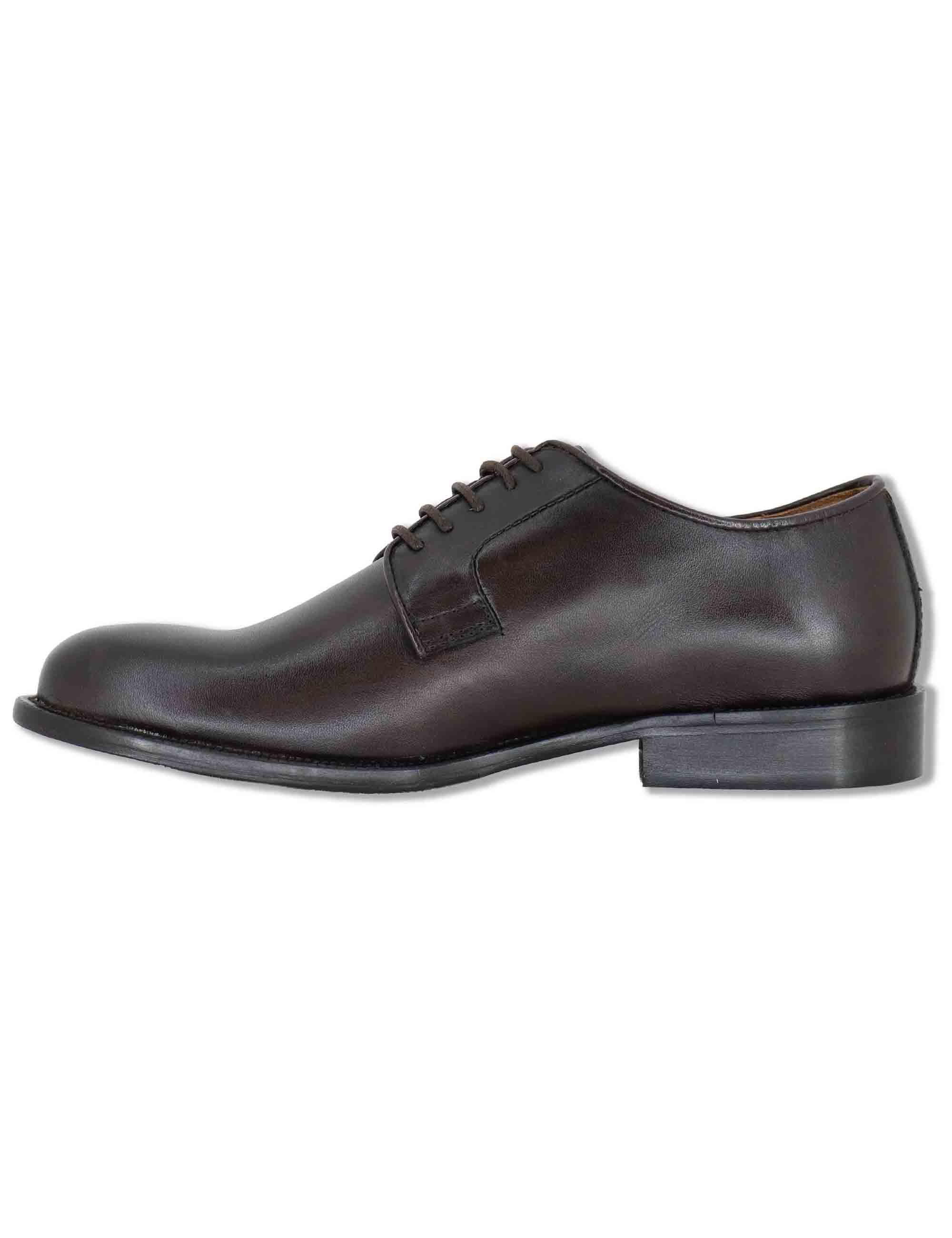 Stringate uomo in pelle marrone con suola in cuoio e gomma cucita SPDU603 014 Spatarella 