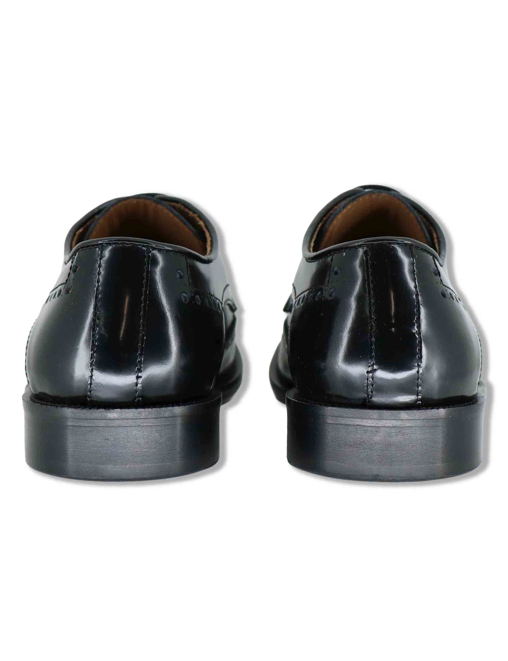 Stringate uomo in pelle nera con impunture all'inglese e suola in cuoio SPDU608 001 Spatarella 