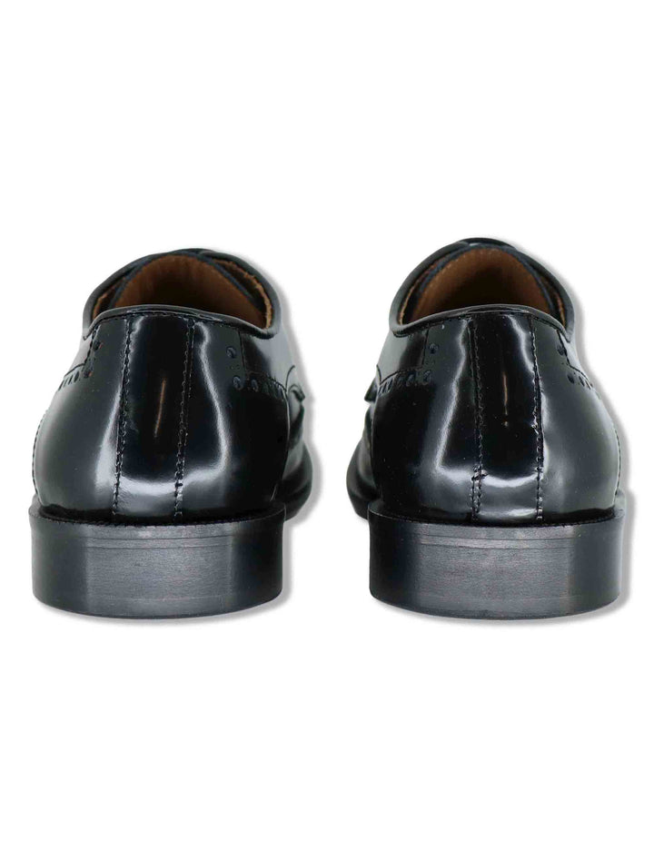 Stringate uomo in pelle nera con impunture all'inglese e suola in cuoio SPDU608 001 Spatarella 