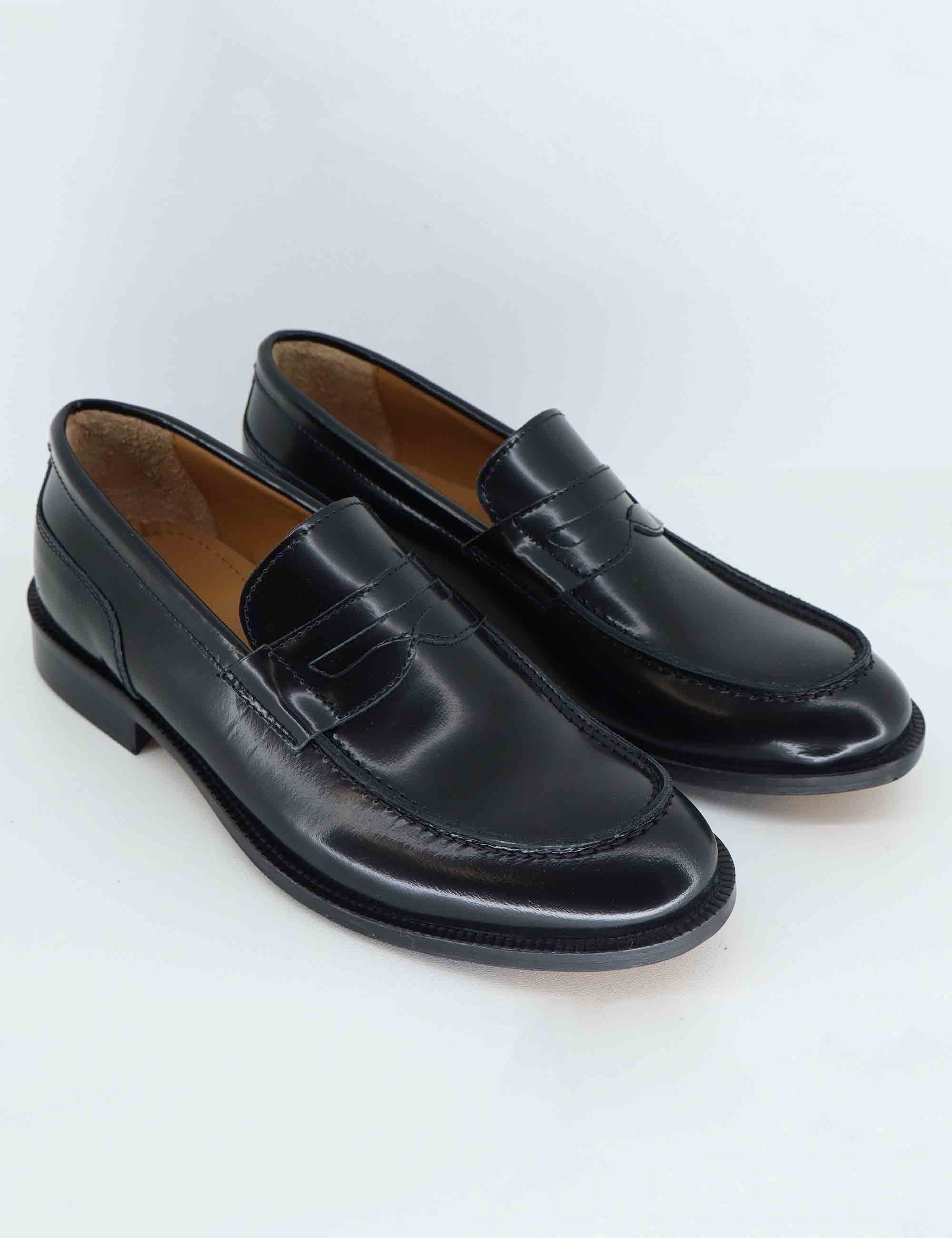 Mocassini uomo in pelle nera lucida SPDUE601 001 Spatarella 