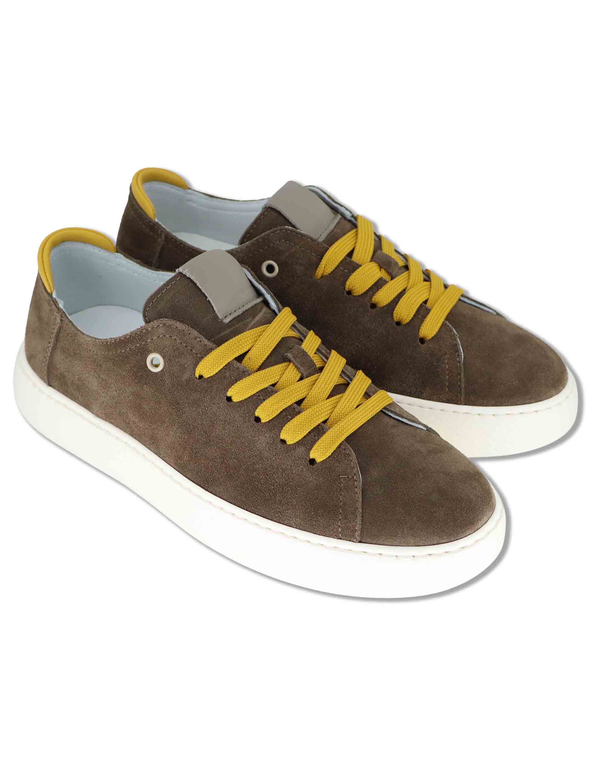 Sneakers uomo in camoscio taupe con suola alta ultra leggera SPLU8020-U 028 Spatarella 