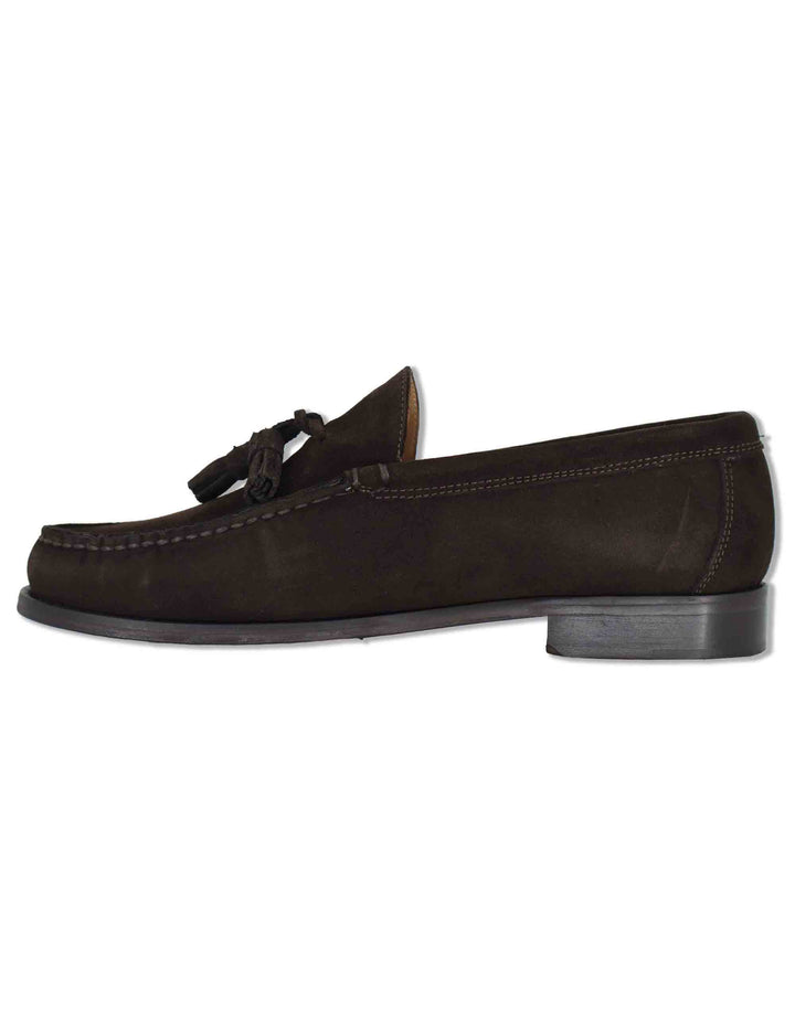 Mocassini uomo in camoscio marrone con nappine e suola in cuoio cucita SPSBG1020 014 Spatarella 