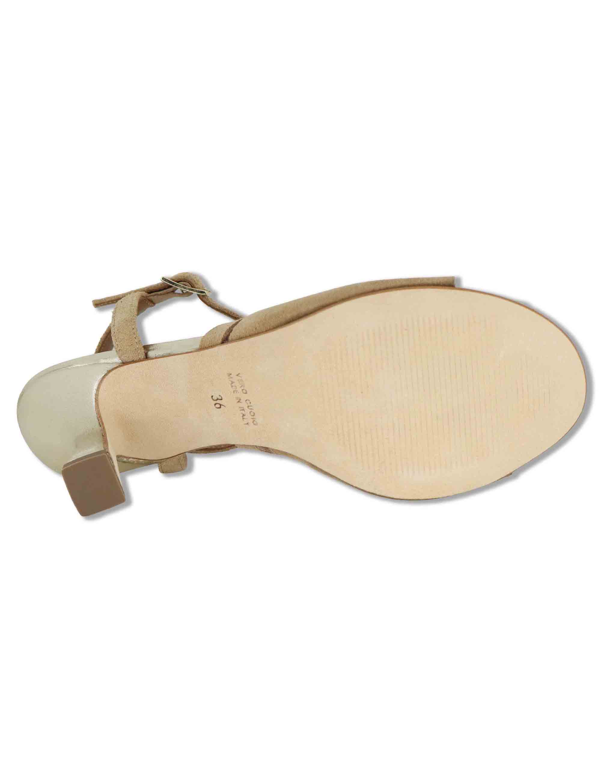Sandali donna in camoscio beige con tacco alto e cinturino regolabile alla caviglia 1033 018 Tattoo 