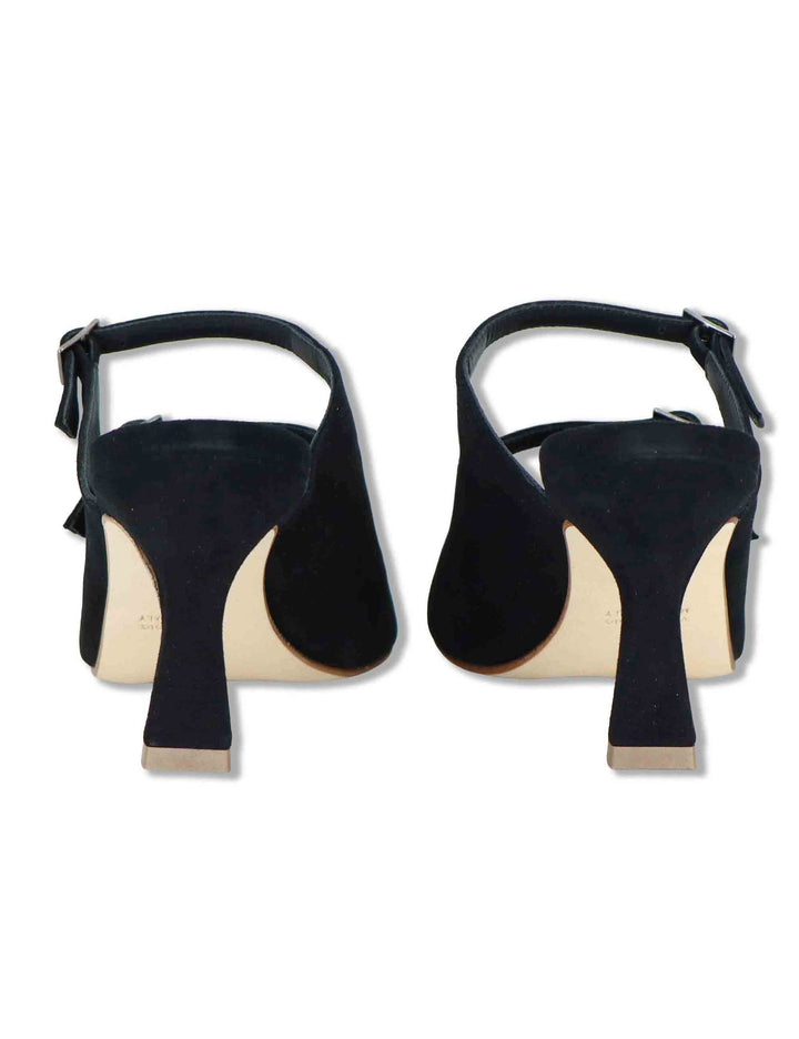 Sandali donna in camoscio nero con fibbiette e tacco alto 1050 001 Tattoo 