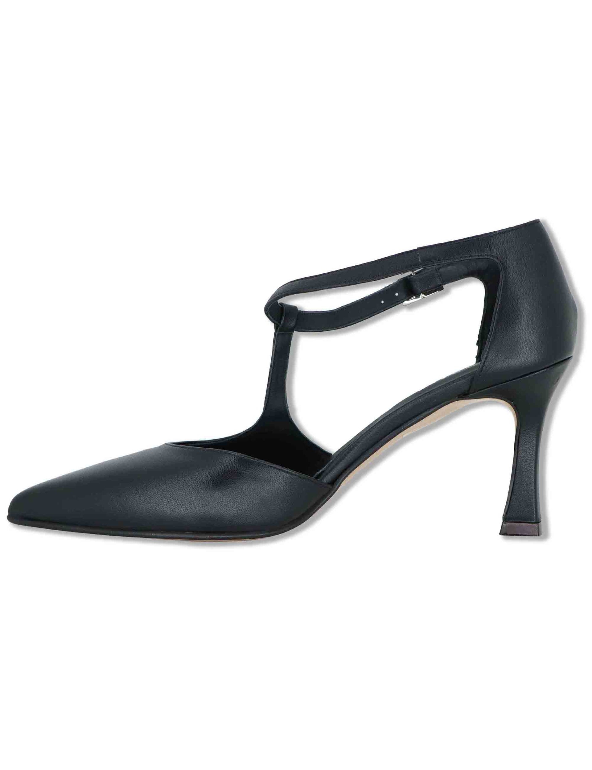 Decollete donna Mary Jane in pelle nera con cinturino obliquo tacco alto A102 001 Tattoo 