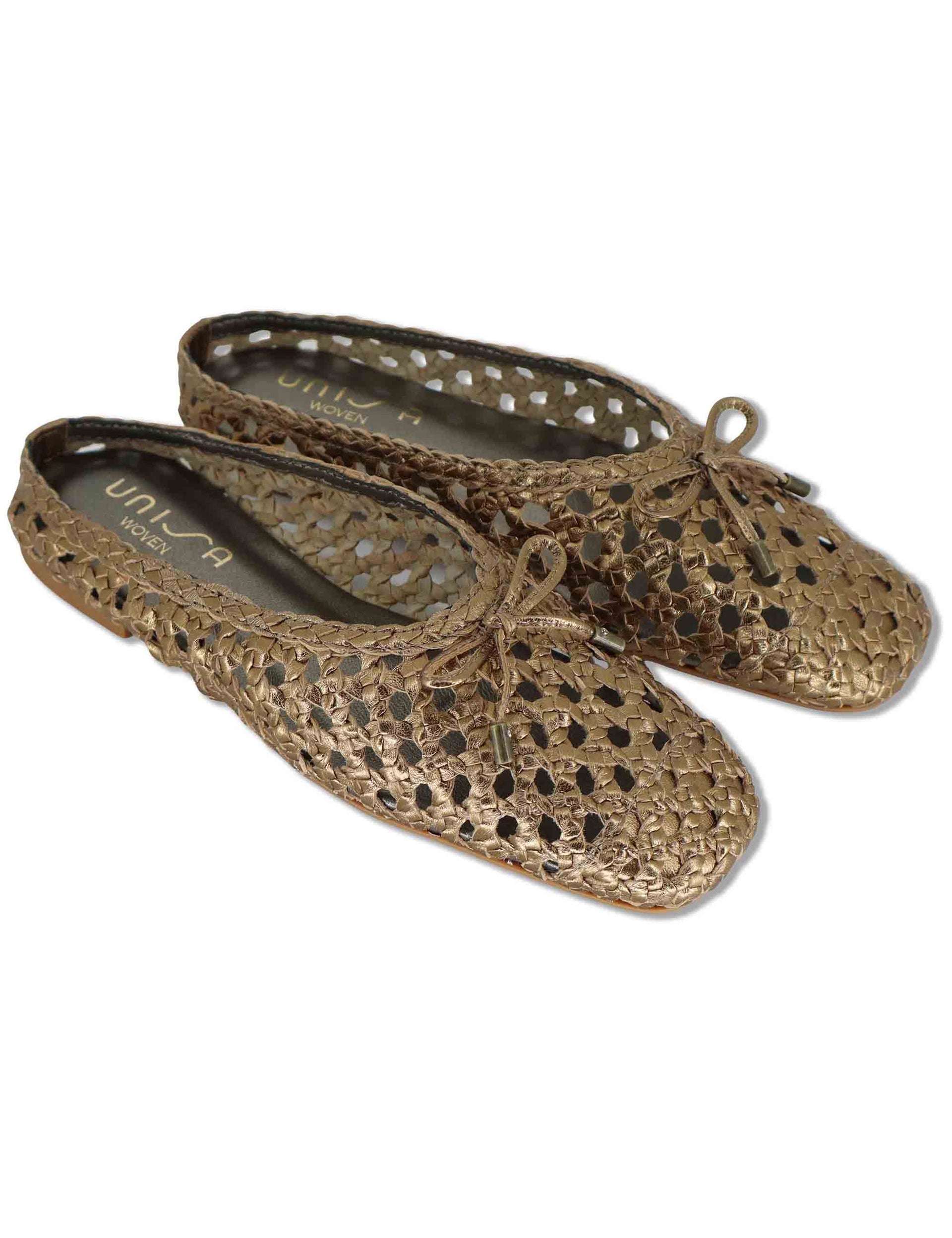 Sabot donna in pelle intrecciata taupe con tacco basso e punta tonda BAELO SHF MUMM Unisa 